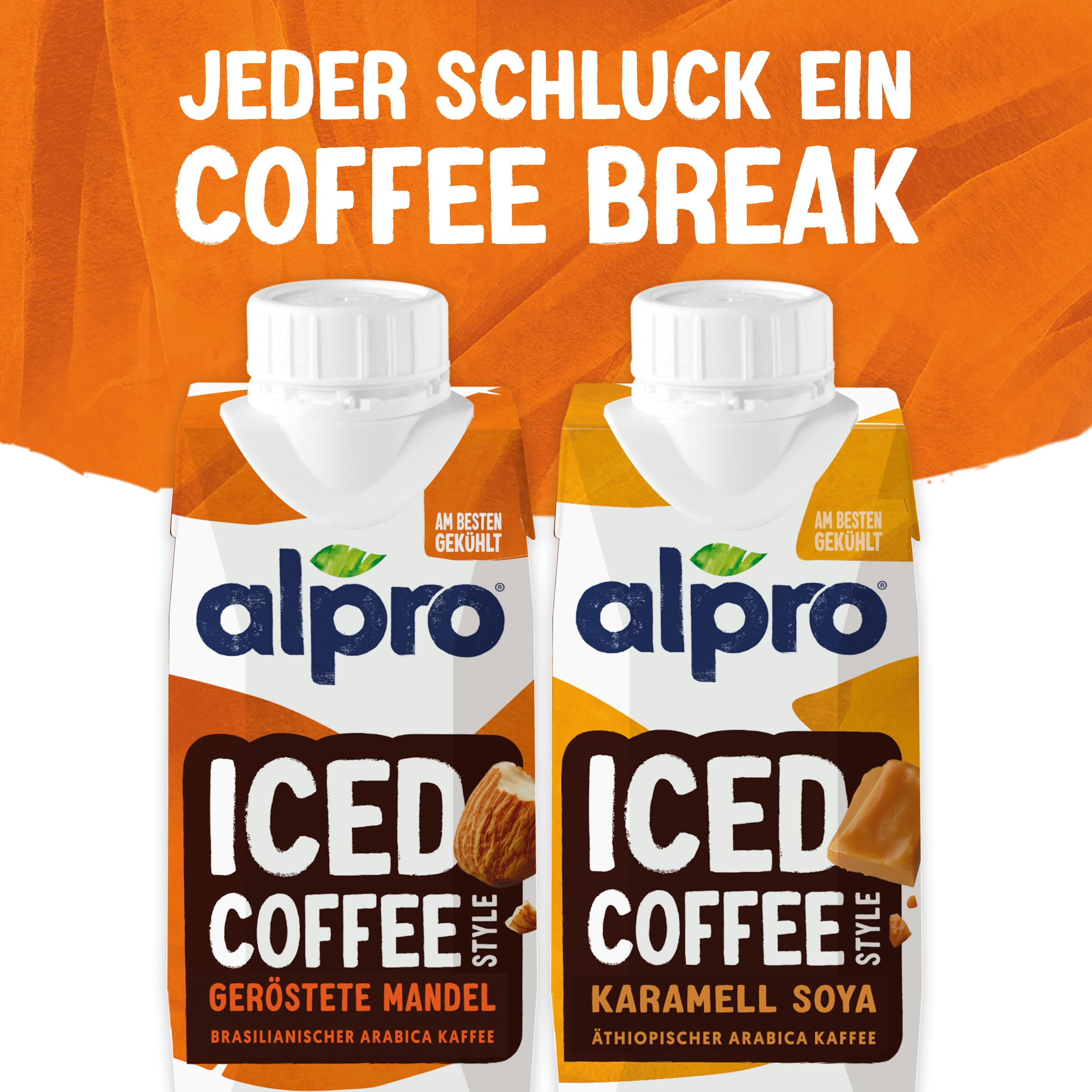 Alpro Iced Coffee Geröstete Mandel – Kaffee mit Mandeldrink – Von Natur aus laktose- und glutenfrei – Vegan und ideal für unterwegs – 15 x 250 ml