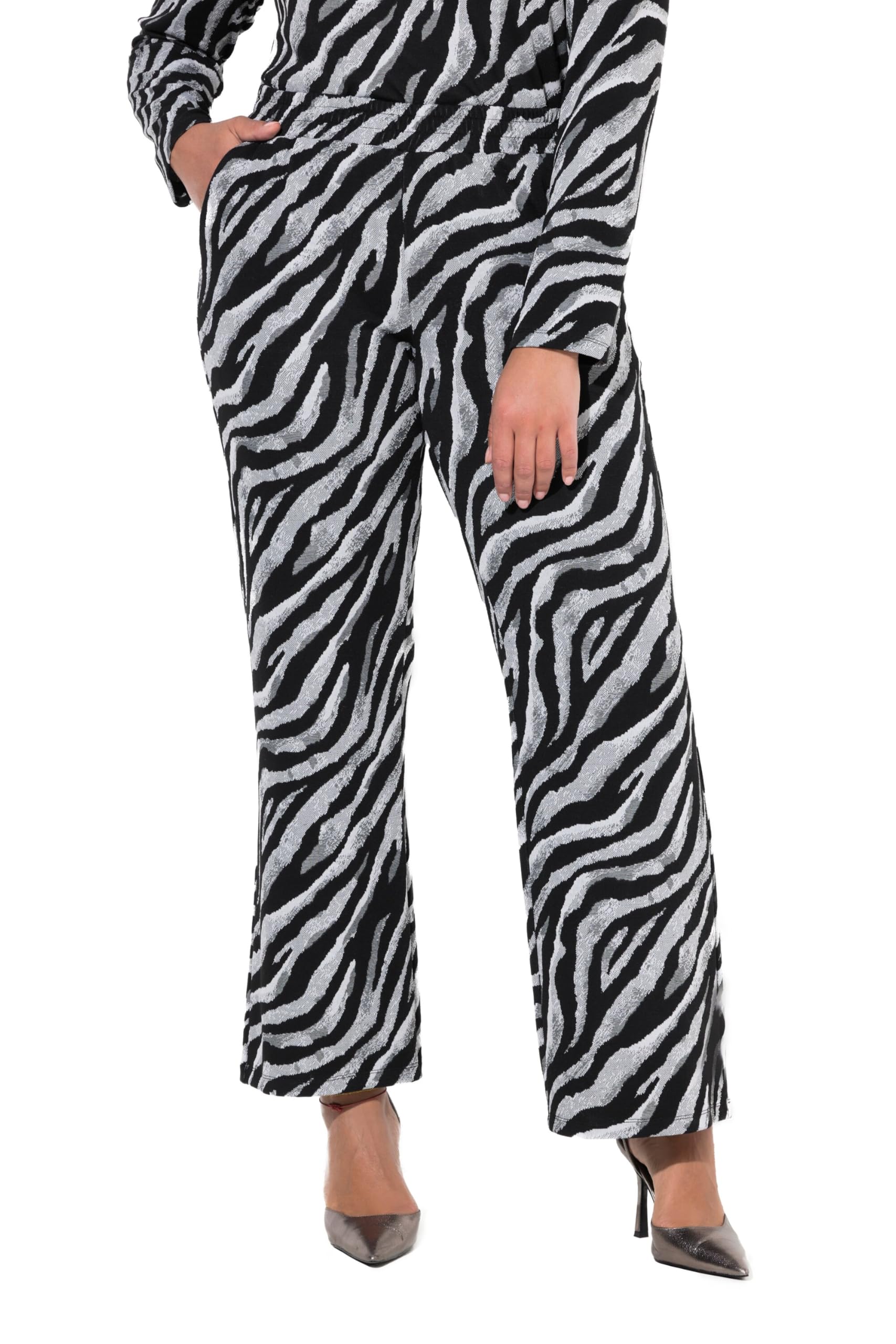 MIAMODA Damen große Größen Übergrößen Plus Size Hose, Color Zebramuster, Elastikbund. 837269