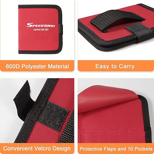 Miniatura 10 de SPEEDWOX Bolsa de almacenamiento de herramientas para llaves de 20 bolsillos, organizador de herramientas para mini llaves, métricas y SAE,