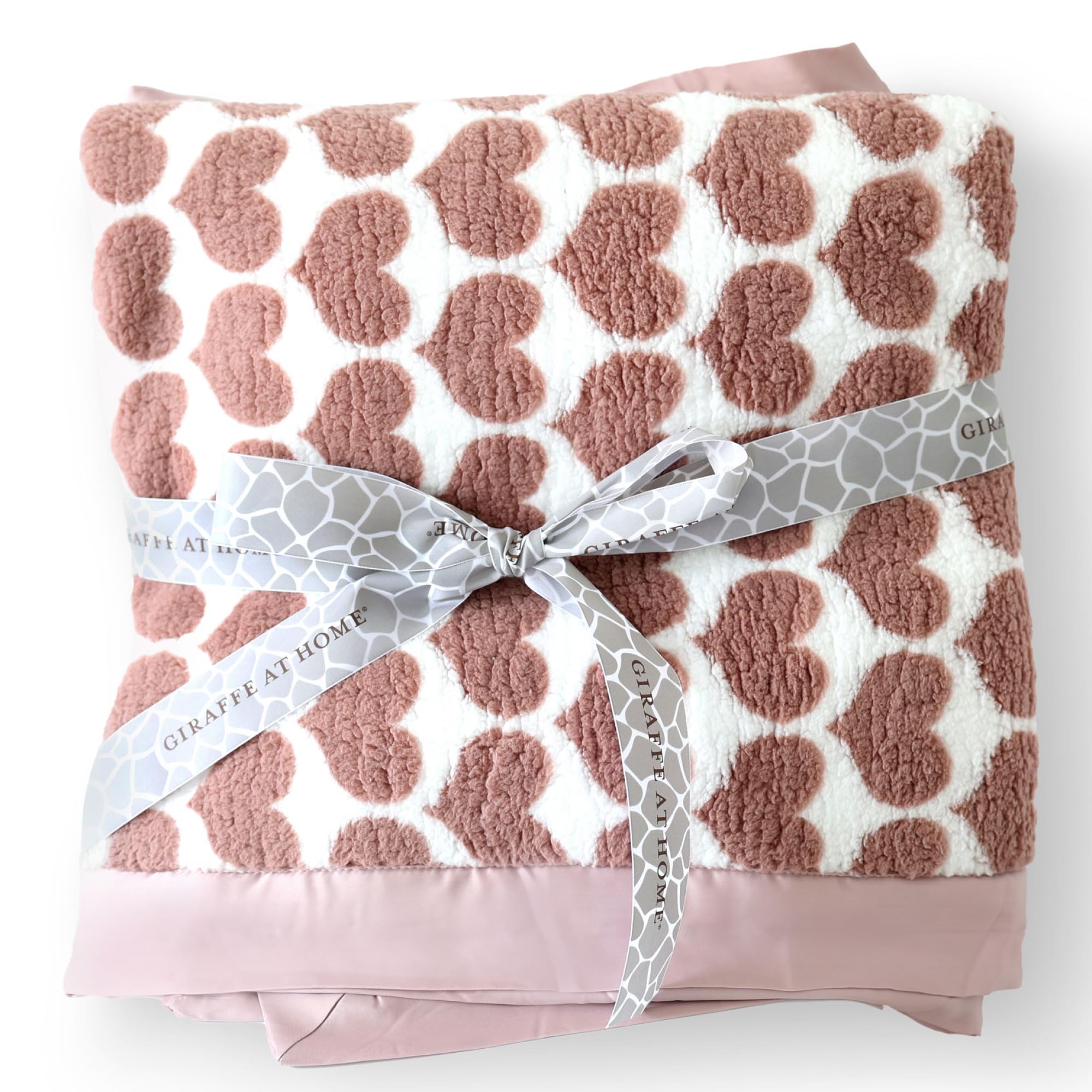 Little Giraffe Blanket - Big Kid Soft Blanket with Satin Trim - Chenille Throw Blanket - Kids Gifts - 45x59 - Heart Army Dusty Pink