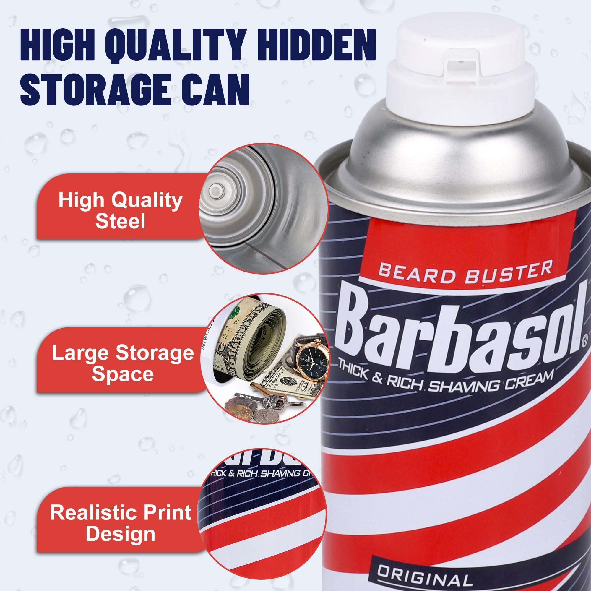 Diversion Safe Fack Can with Secret Compartment- Large Capacity Hidden Storage for Cash Jewelry and Valuables (Red and Blue) - Image 2