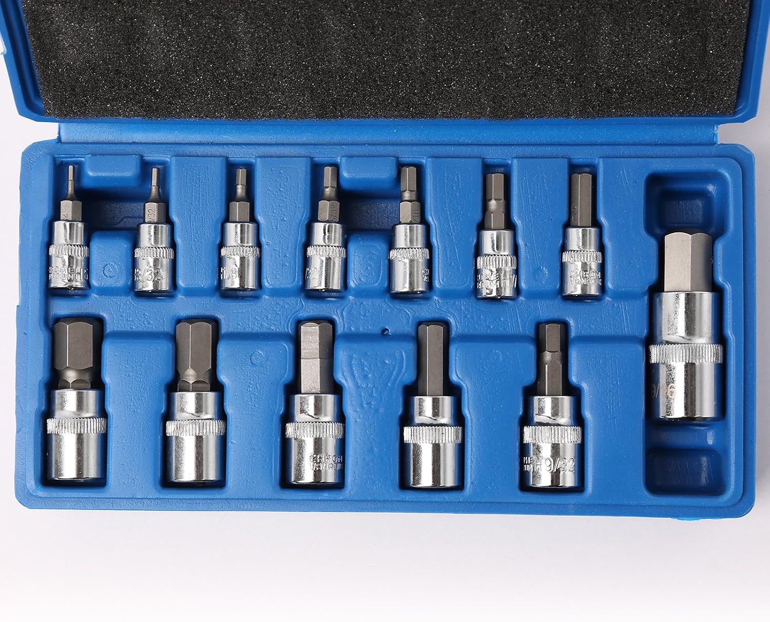 SAE/Metric Universal Hex Bit Socket Set /13pc Allen Key Ratchet Wrench 1/4" 3/8" 1/2" Drive