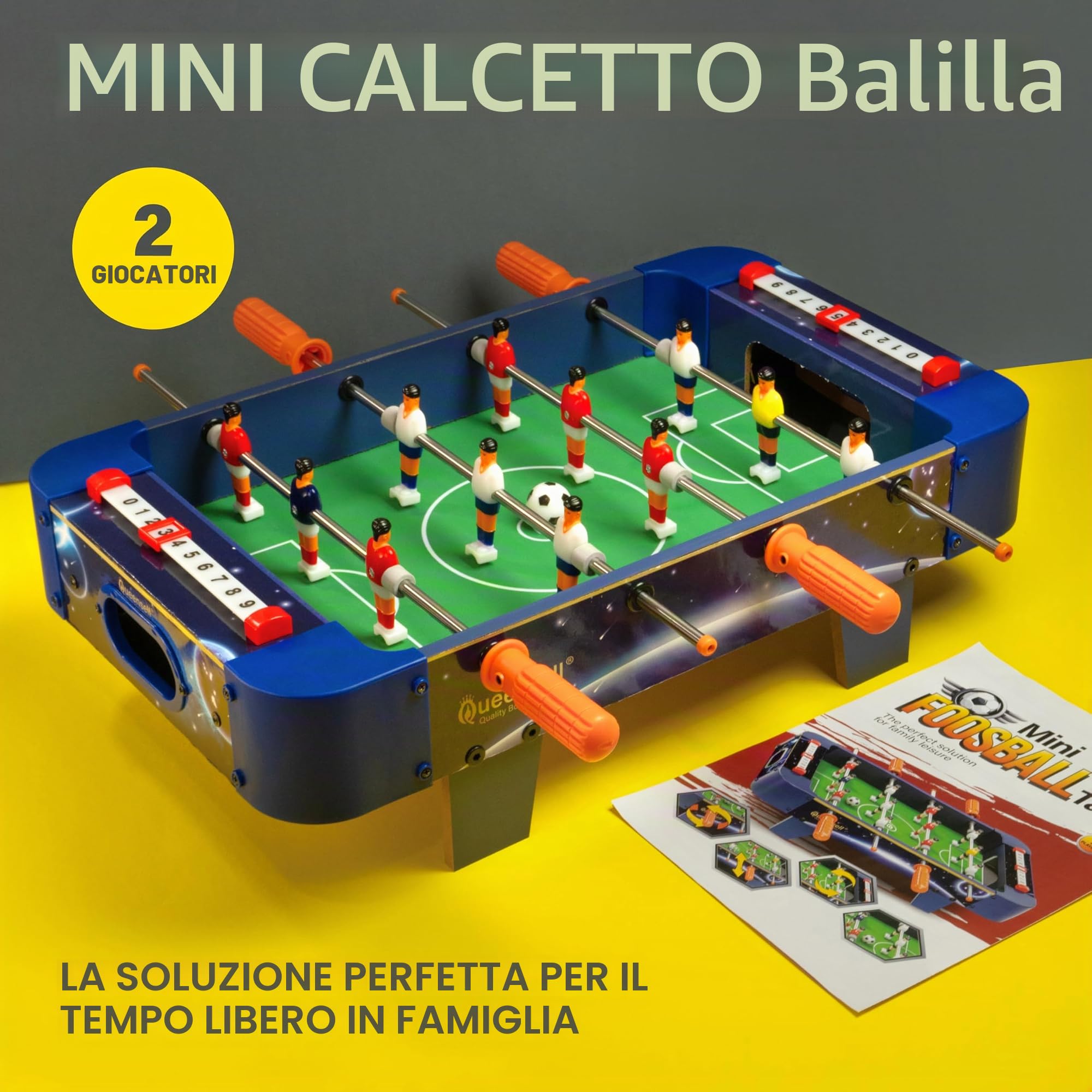 Mini Tavolo da Calcio Balilla per Bambini e Adulti – Gioco di Calcio in Miniatura da 53 cm, Mini Tavolo da Calcio per Serate di Giochi in Famiglia