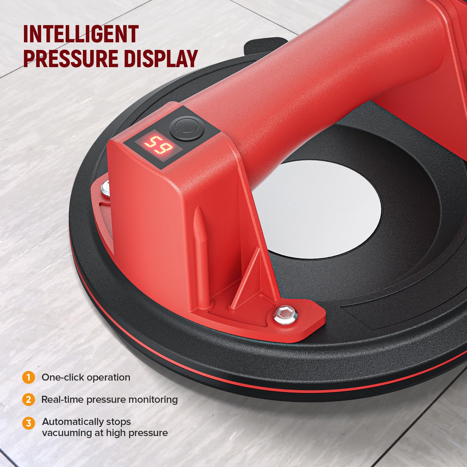 Ventosa elettrica Diametro 20,5 cm Ventosa per piastrelle Capacità Carico 300 Kg 8 inch Ventosa di vetro con 2 Batterie per Vetro, Piastrelle, Marmo