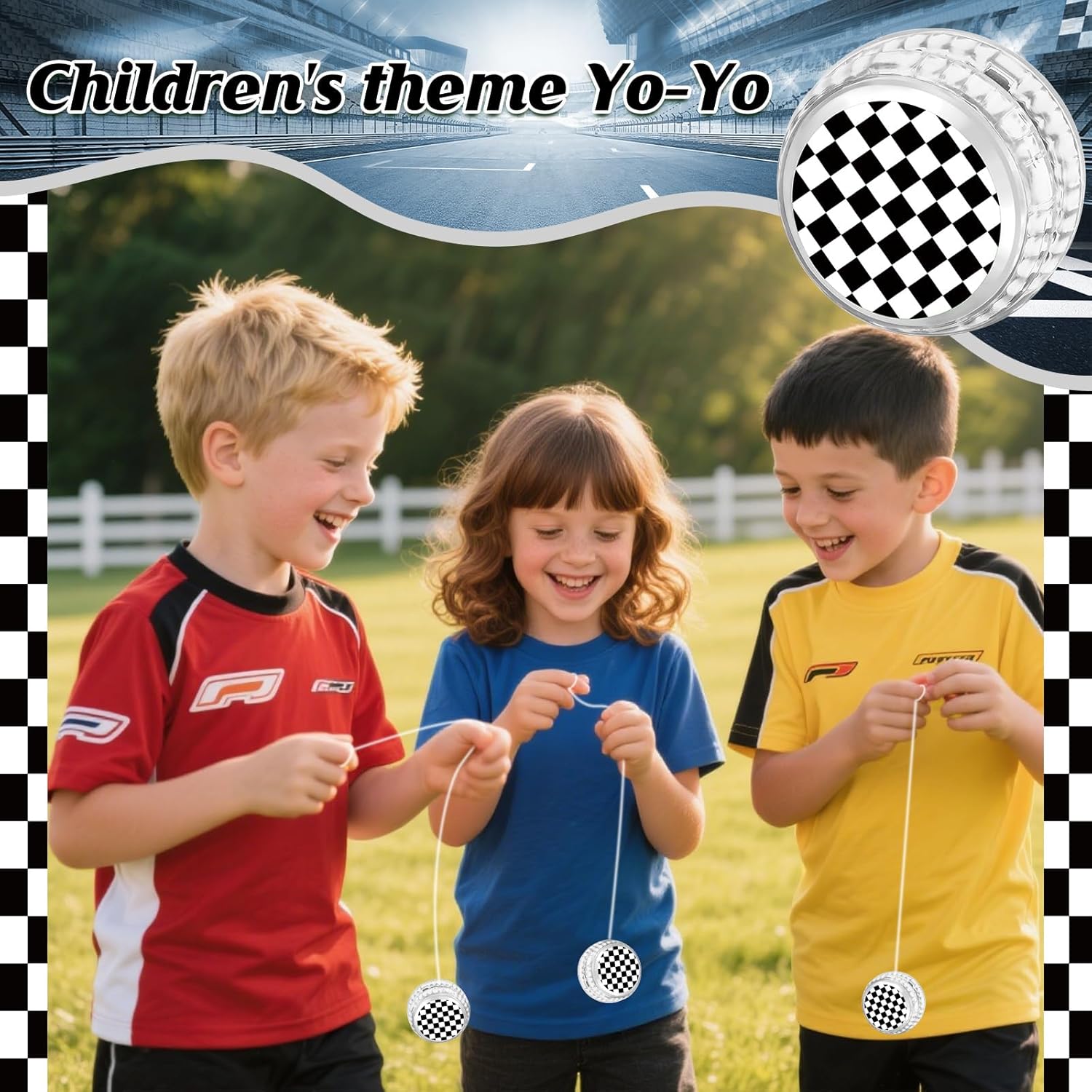 Themed LED Light Up Yo Yo Balls - Glow Party Favors for Kids & Adults, Speedster Birthday Goodie Bags (Black)