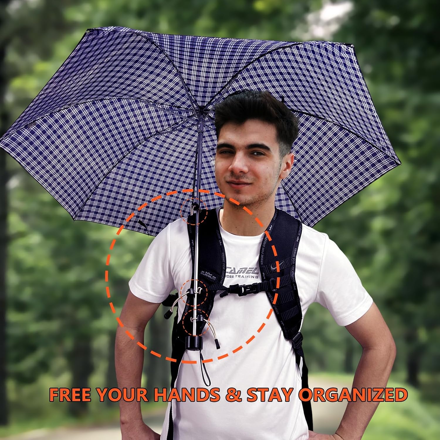 Tactical Hiking Pole Holder - Heavy Duty 3.0mm Elastic Cord, Hands Free Umbrella & Gear Attachment for Backpack