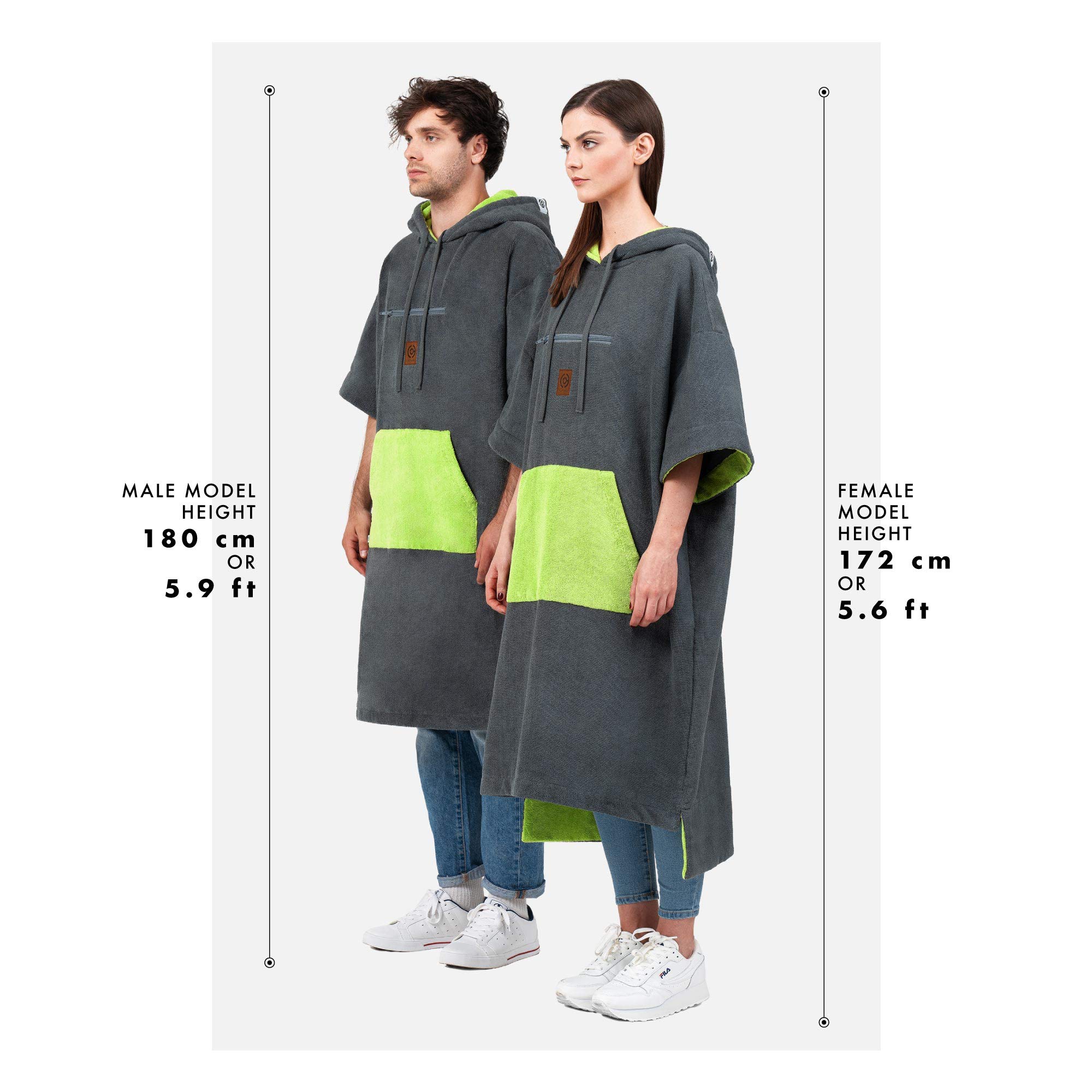 Poncho Asciugamano Con Cappuccio In Microfibra | Adulto, 75x110cm, Asciugatura Rapida E Assorbente | Per Spiaggia, Piscina, Surf - 3