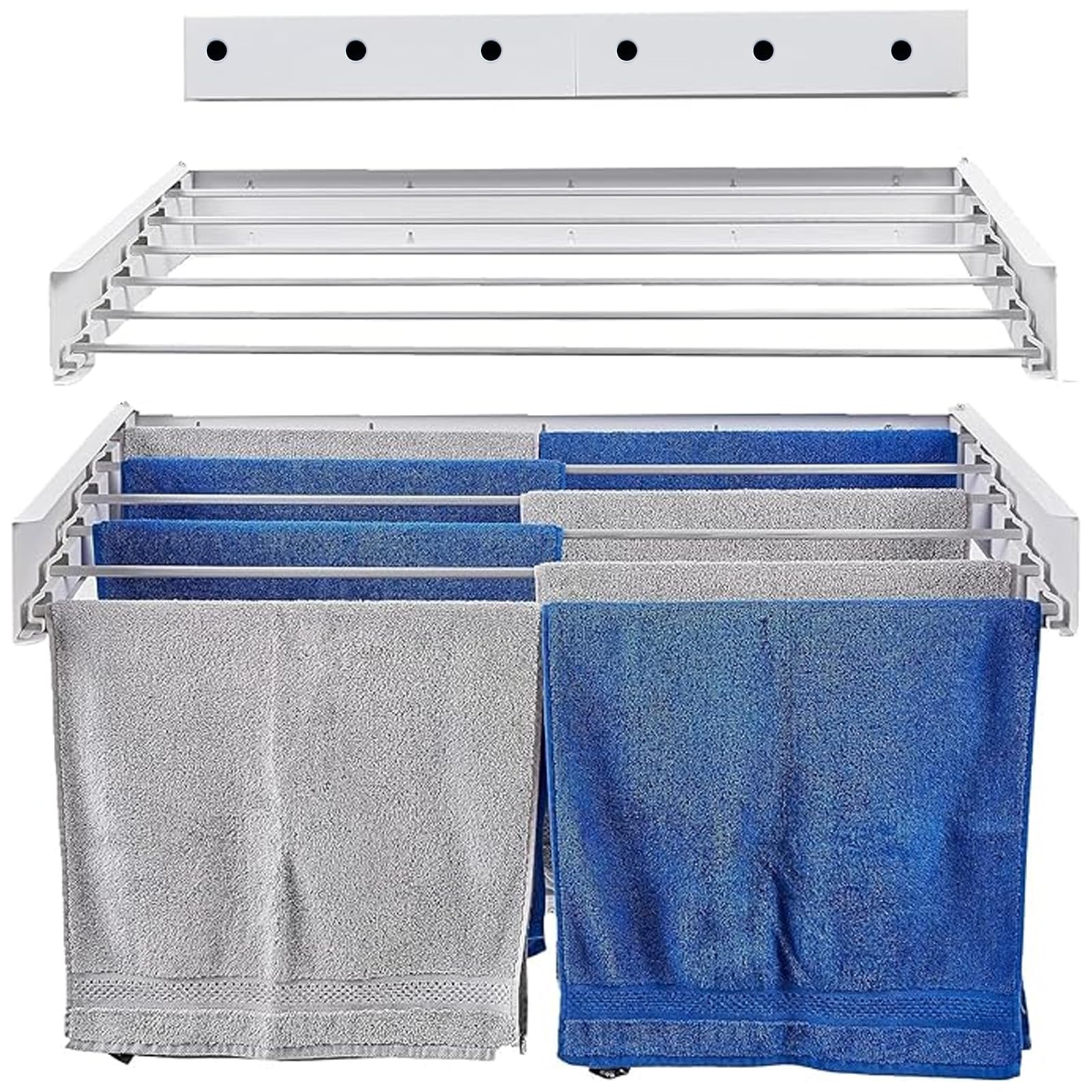 Wall Mounted Clothes Drying Rack, Foldable Retractable Laundry Airer 120cm