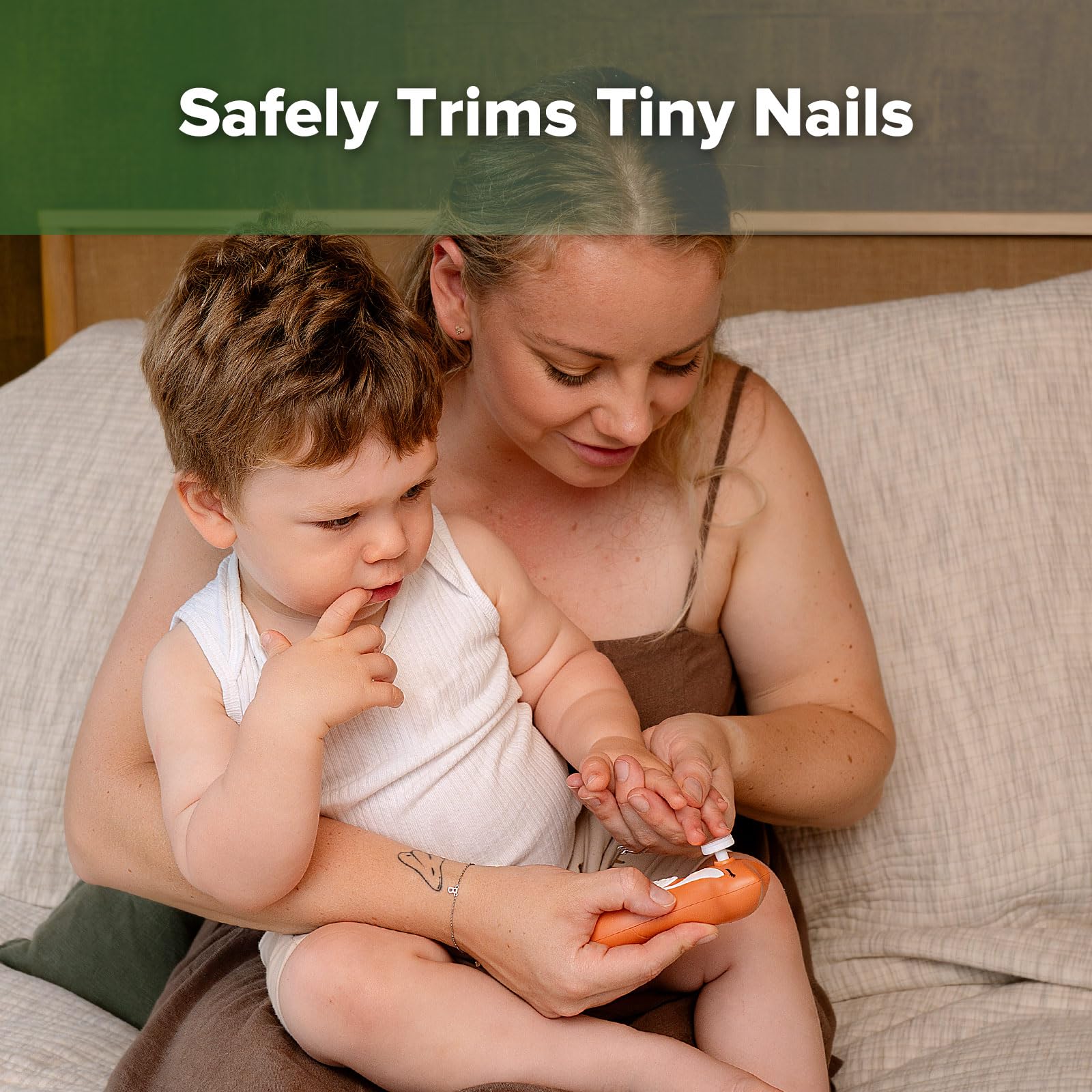 haakaa Baby Nail Trimmer Electric for Newborns/Toddlers/Children/Adults, Electric Baby Nail File with 6 Replacement Heads & Storage Case, Safe & Easy Clever Fox Nail Trimmer for Babies