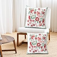 Vista 5 de Juego de 2 fundas de almohada decorativas bordadas para sofá, fundas cuadradas para cojines, para dormitorio, sofá, decoración rústica de granja, 18