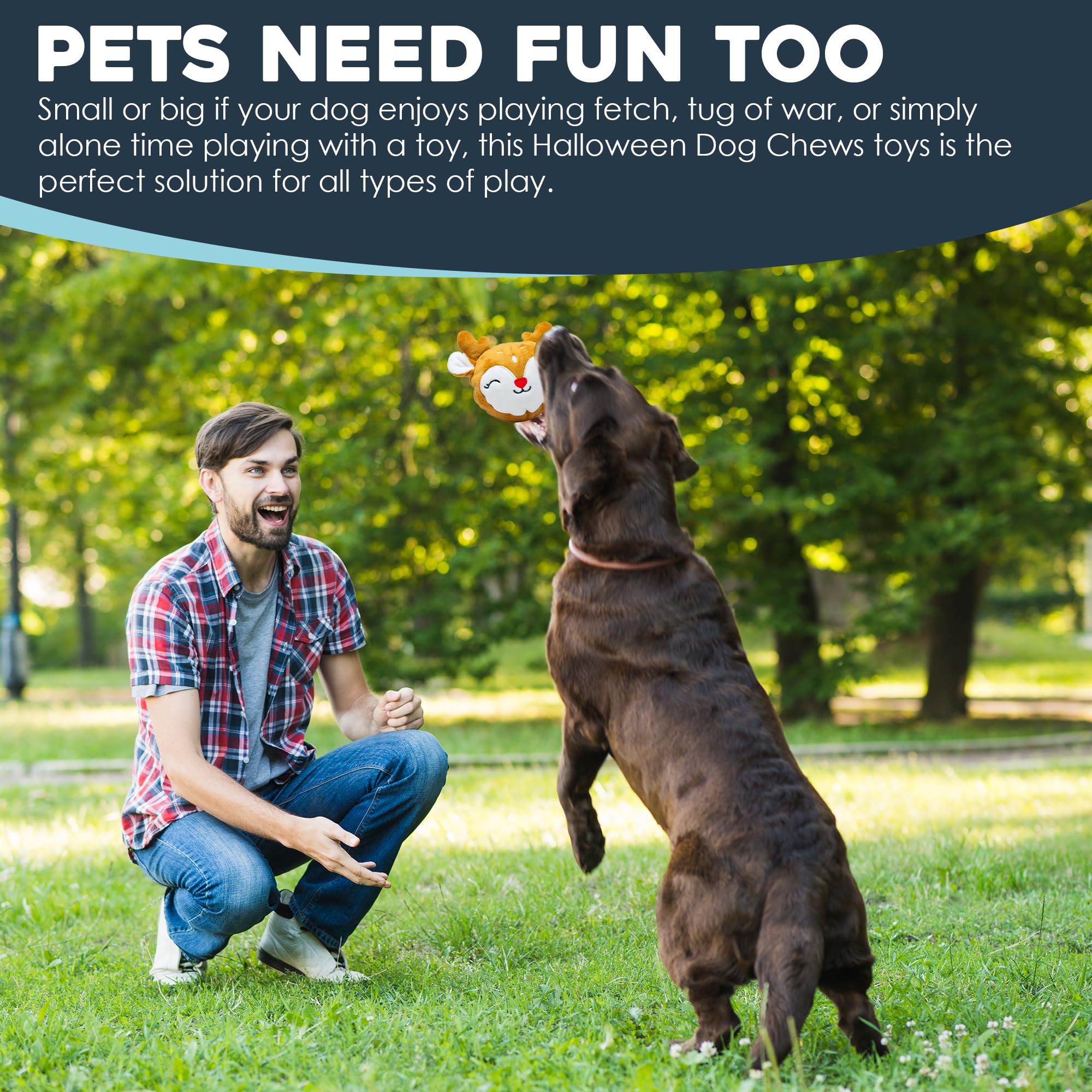 Flourish Pets 2-in-1 Hundespielzeug Halloween – Ungiftig, Quietschend, Unzerstörbar (Werwolf)