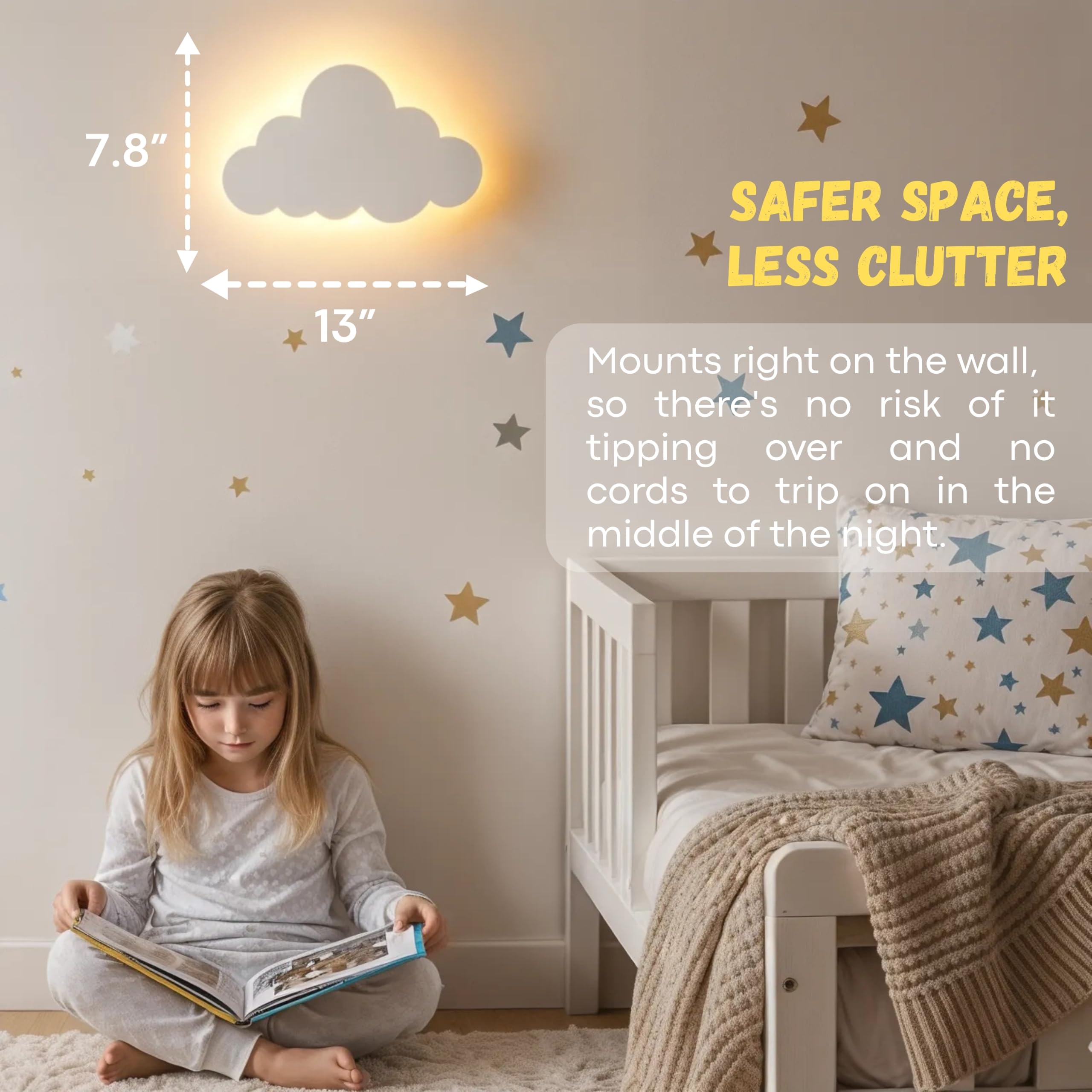 KALEOLI Kinderzimmer Nachtlicht für Babys - Babylicht - Wolkenlichter für Schlafzimmer - Wiederaufladbares Wolkenlicht mit 90 Minuten Timer - Unisex Dekor für Babys und Kleinkinder Schlafzimmer