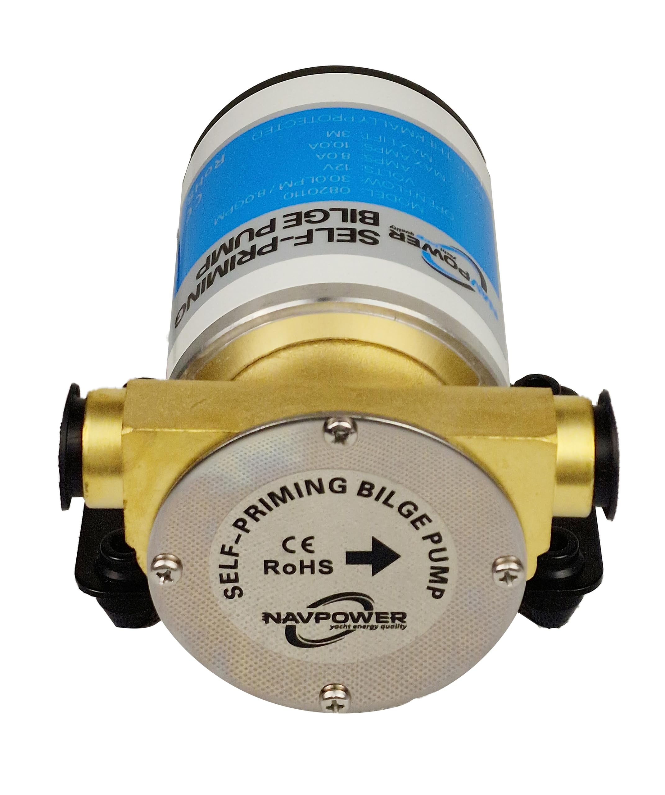 Pompa Autoadescante 12V NAVPOWER per barca, Corpo in Bronzo, Portata 33L/min – Per Sentina, Travaso Acqua, Liquidi Puliti