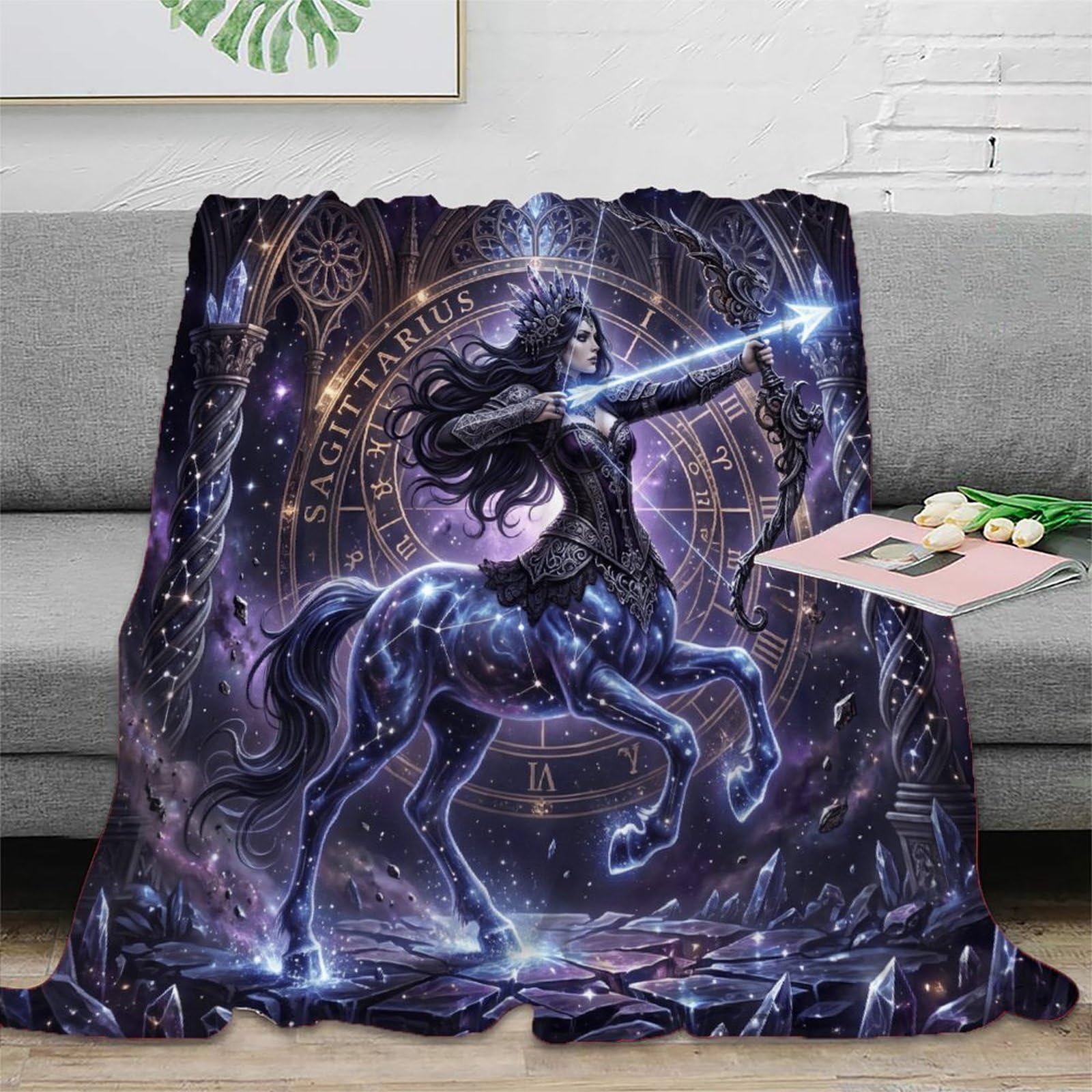 W7C8U2X3 Sagittarius Zodiac Mysterious Soft Throw Blanket, Office Nap Use