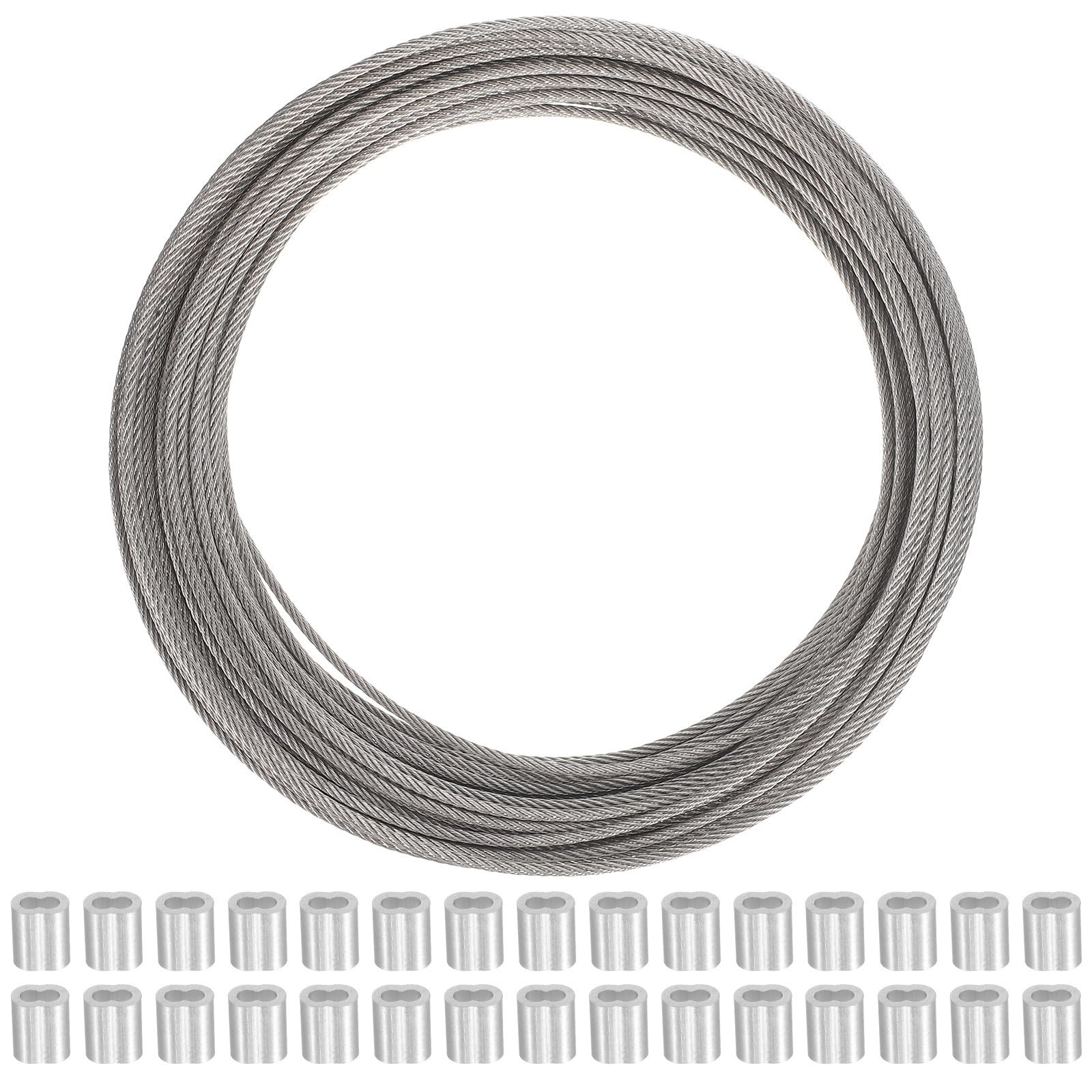 Cable de Acero Inoxidable Plata Manguitos de Engarce, 7x7