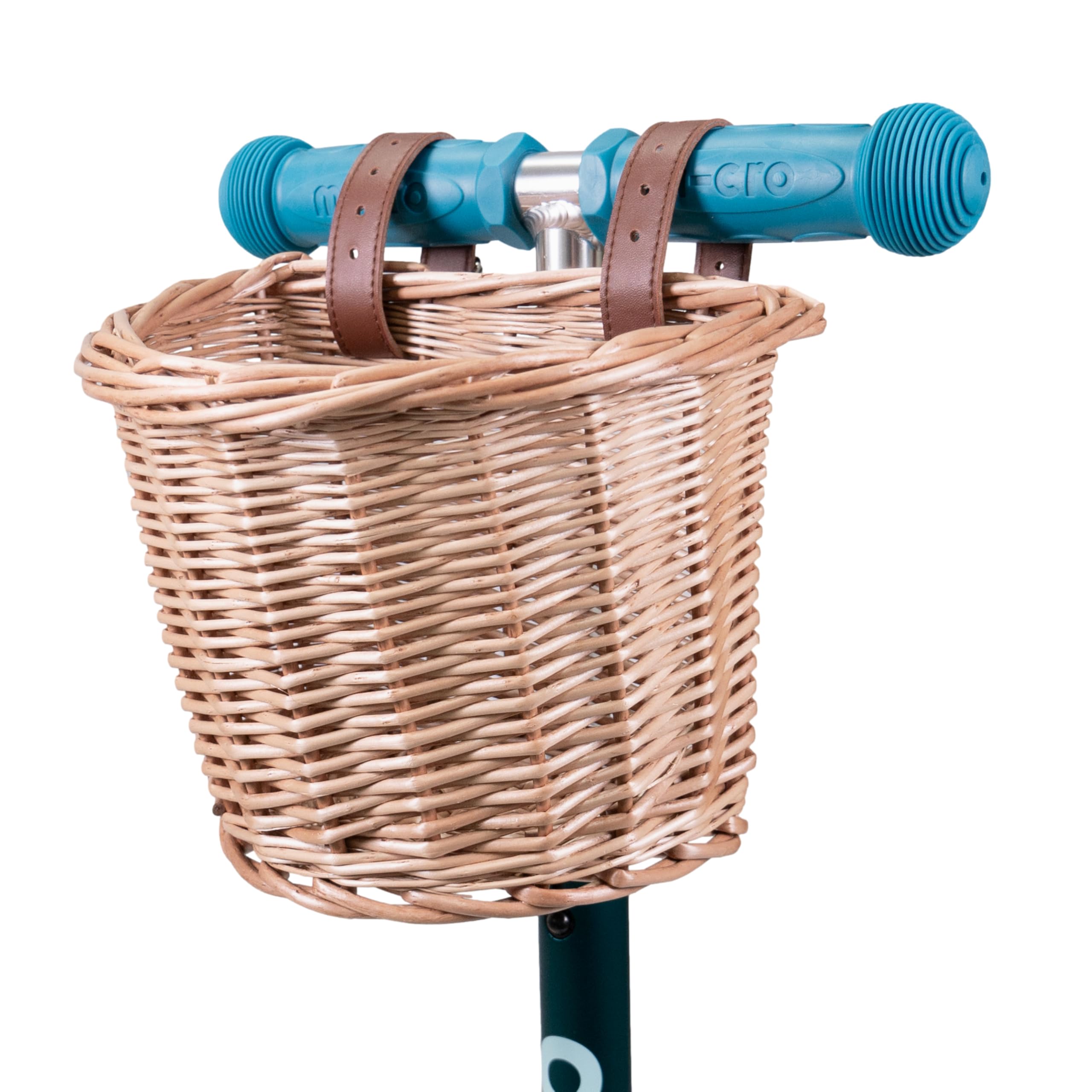 Micro Scooter | Bike/Scooter Eco Wicker Basket | Bike Accessories | Large Front Basket | Eco-Friendly | Multiple Buckle Settings | Strong & Durable | One Size | Plain