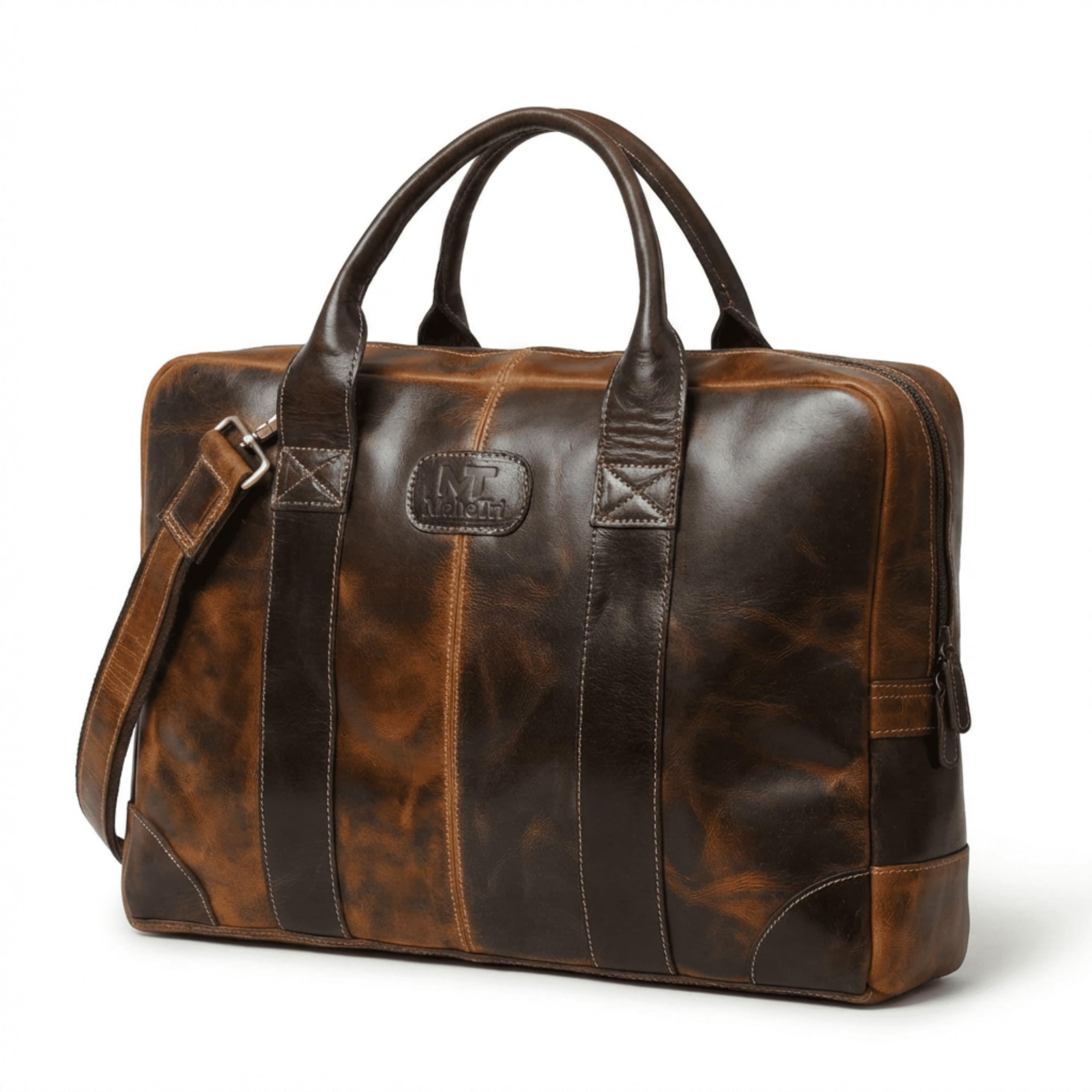 Jefferson Classic Leather Messenger Bag, Vintage Laptop Bag Briefcase Satchel | Premium Buffalo Leather Retro Style | Limited Edition | Perfect for Office & Travel