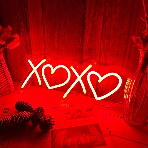 Neon Sign for Wall Decor Bedroom Birthday Party Gift Boyfriend Girlfriend Lover Teens Kids Room USB Operated Led Light Sign,Red 16 x 6.3 Inch
