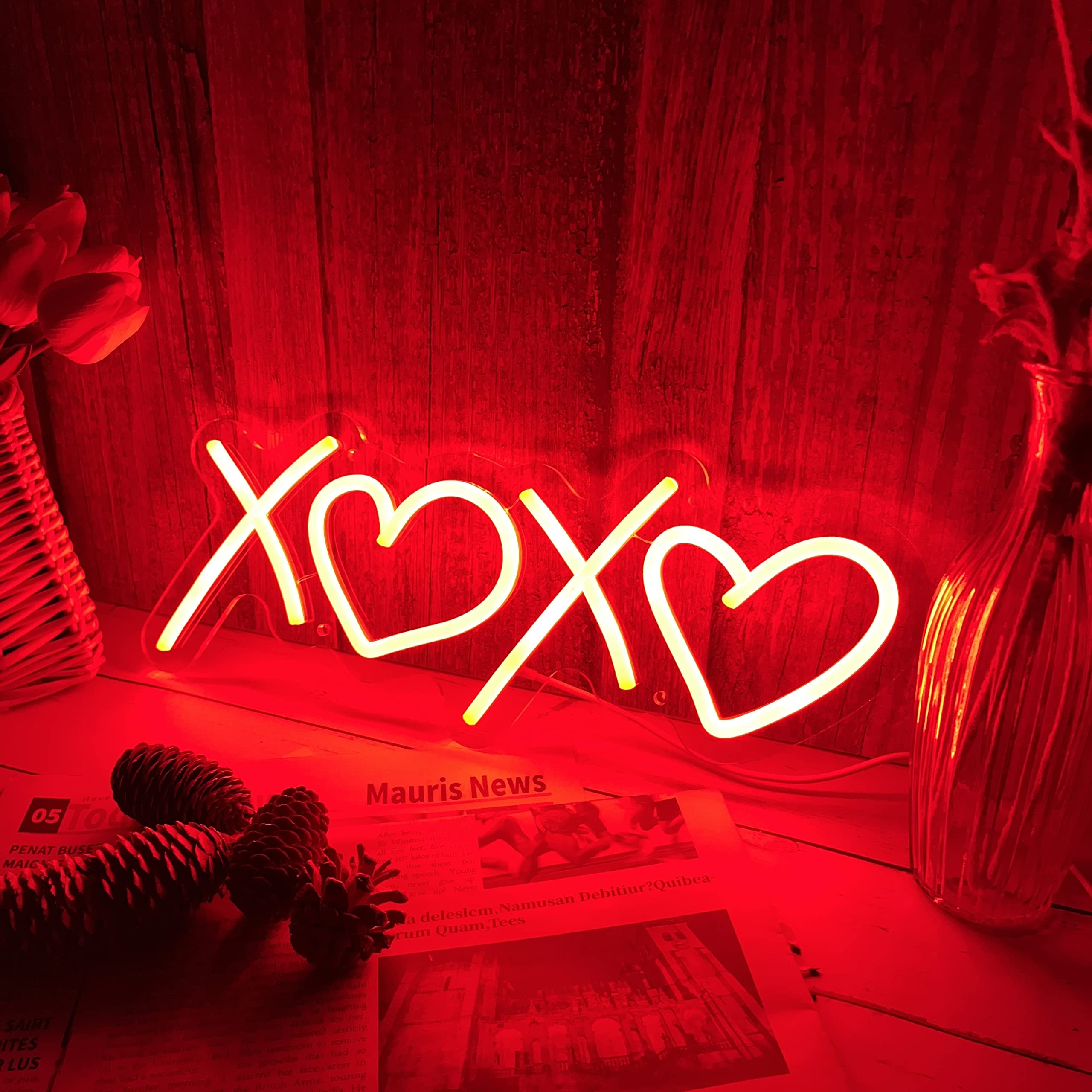 Neon Sign for Wall Decor Bedroom Birthday Party Gift Boyfriend Girlfriend Lover Teens Kids Room USB Operated Led Light Sign,Red 16 x 6.3 Inch