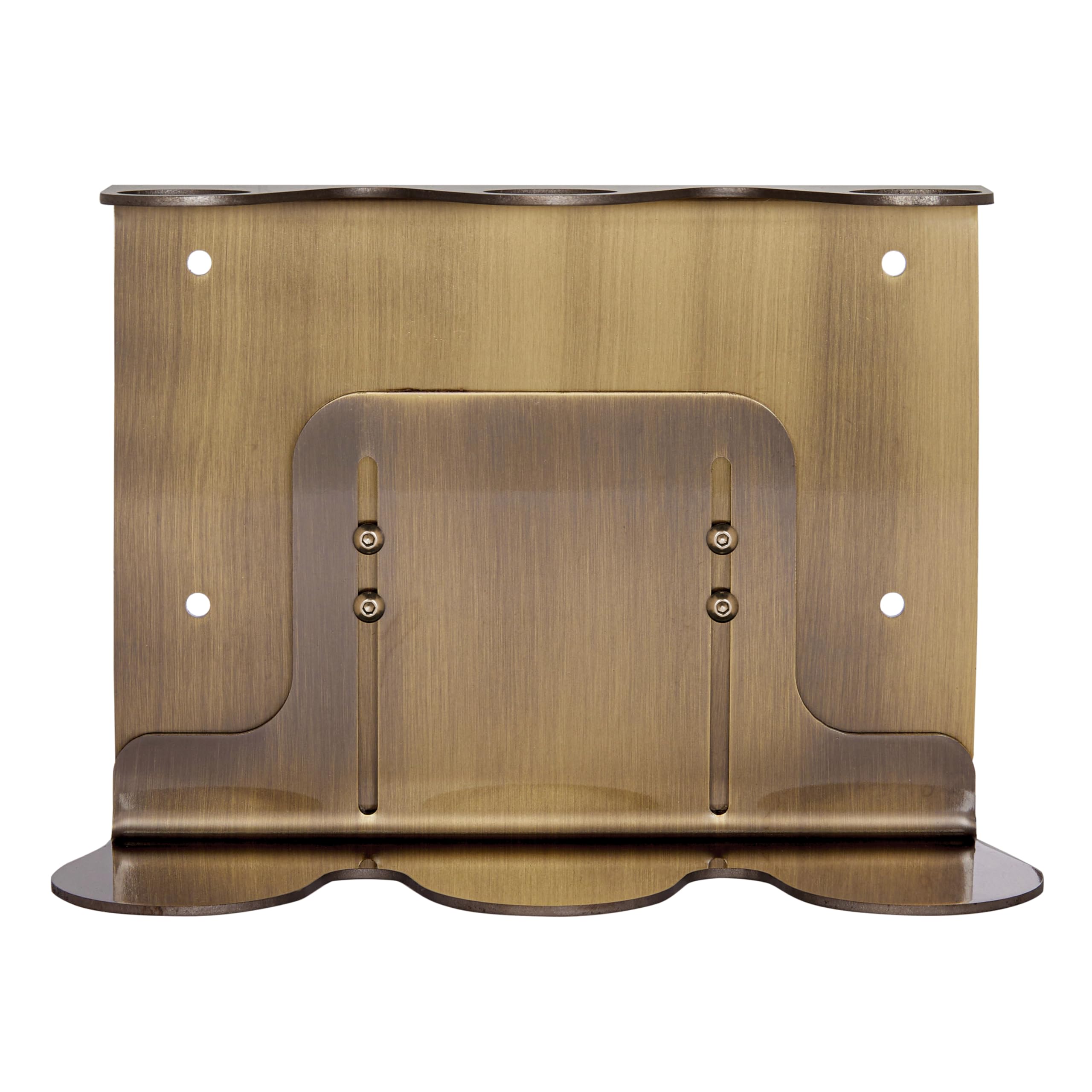 Kuishi Wall-Mounted Brushed Gold Soap Dispenser Bracket, 250-300 ML Soap Bottle Holder, Triple Brass Coloured Mounted Wall Soap Dispenser, Resistant to Corrosion and Markings, Bottles Not Included