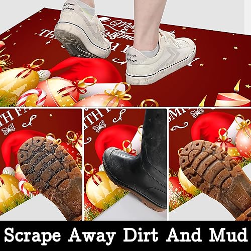 Miniatura 6 de Differ More Tapetes de Navidad personalizados para puerta delantera, tapete de Navidad personalizado para exteriores con texto, tapetes de puerta de