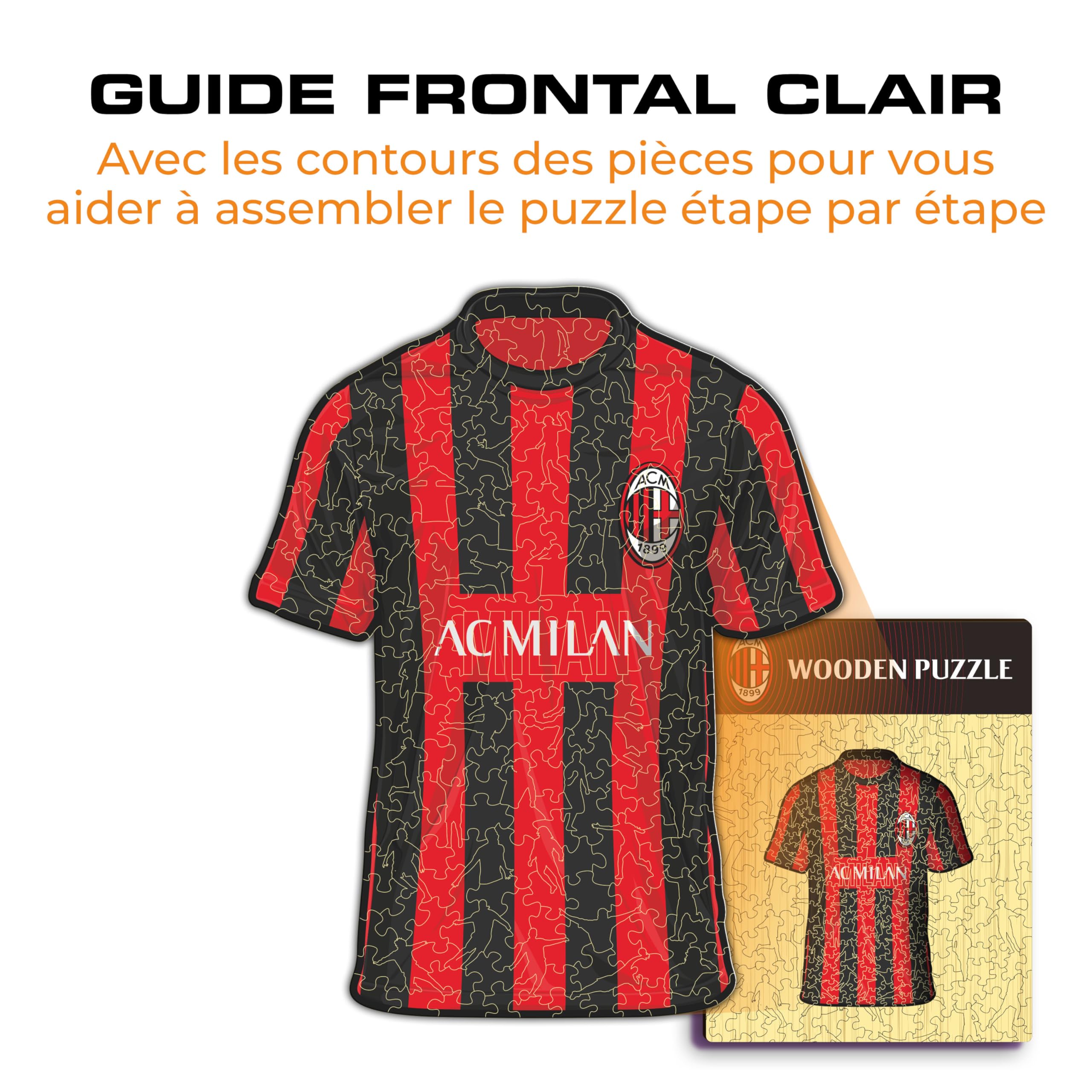 Iconic Puzzles, Puzzle Milan Jersey, 100% éco-Durable en Bois avec Licence Officielle, Taille S, 150 pièces