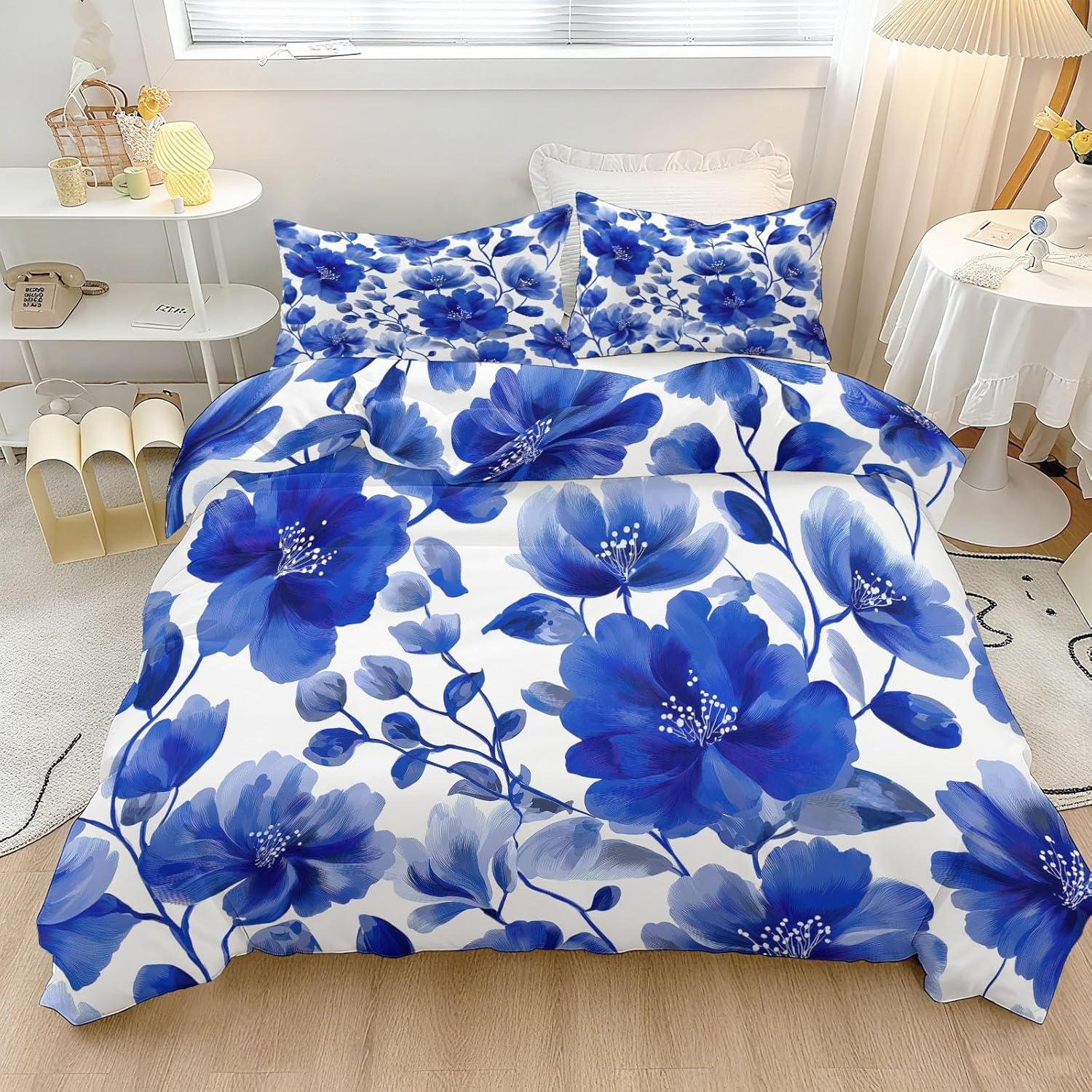 Duvet Cover for Kids Bohemia Plants Flowers Vines Quilt Cover Sets Reversible Soft Bedspread Cover Room Decor, Green Bedding Set 3Pcs Zipper Closure Boys Girls Teens (Twin Size 68"x90")