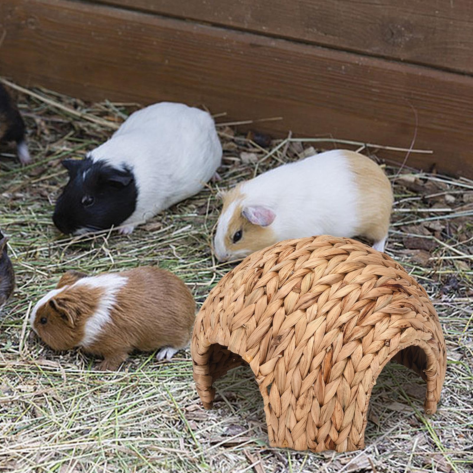 Rabbit Playhouse - Grass Mat House, Natural Chew Toy with Soft Comfortable Interior, Sturdy Safe Small Pet Hideaway for Rabbits, Hamsters, Guinea Pigs | Multi Purpose Indoor Outdoor Play and R