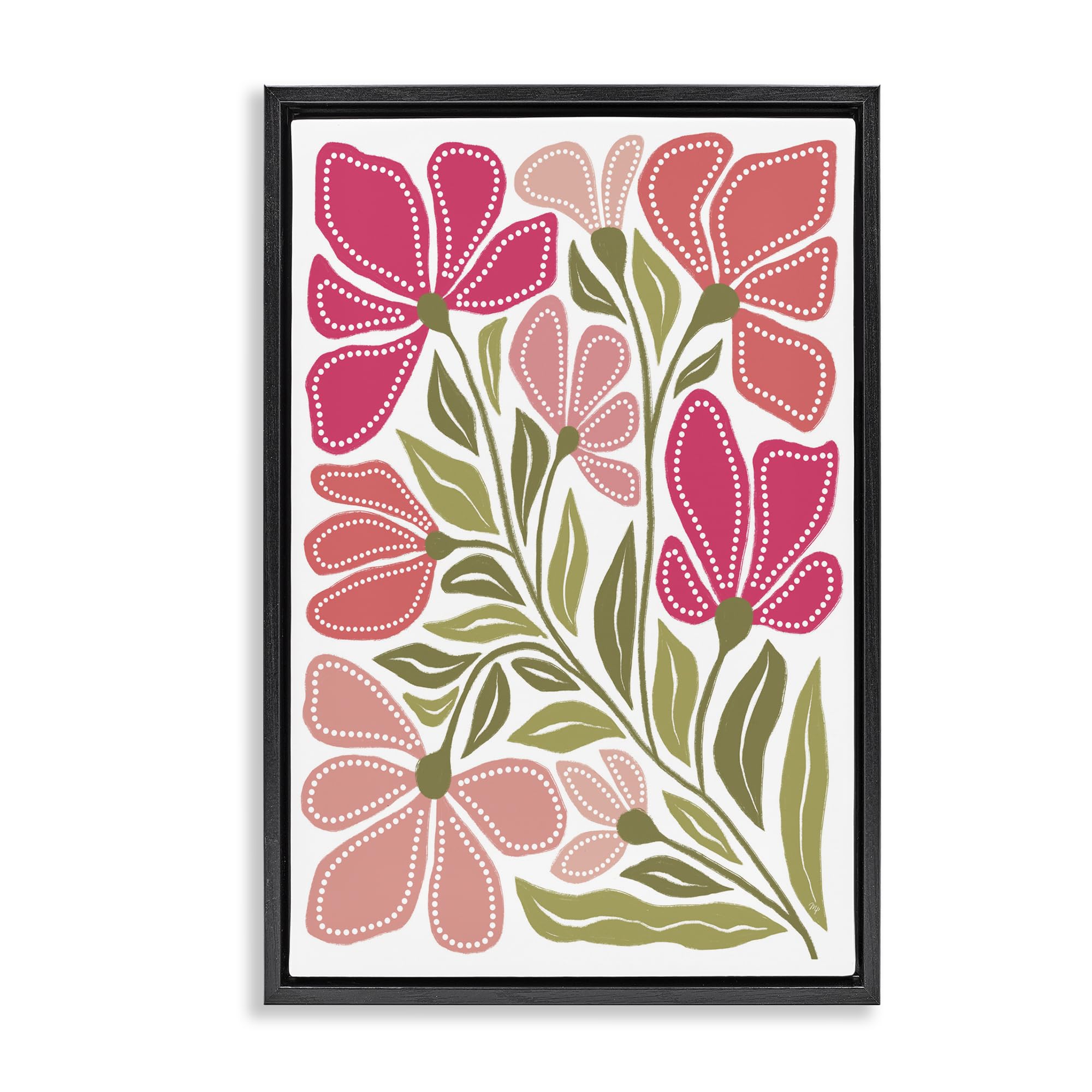 'Bold Midcentury Blooms'| Floating Frame Canvas Art