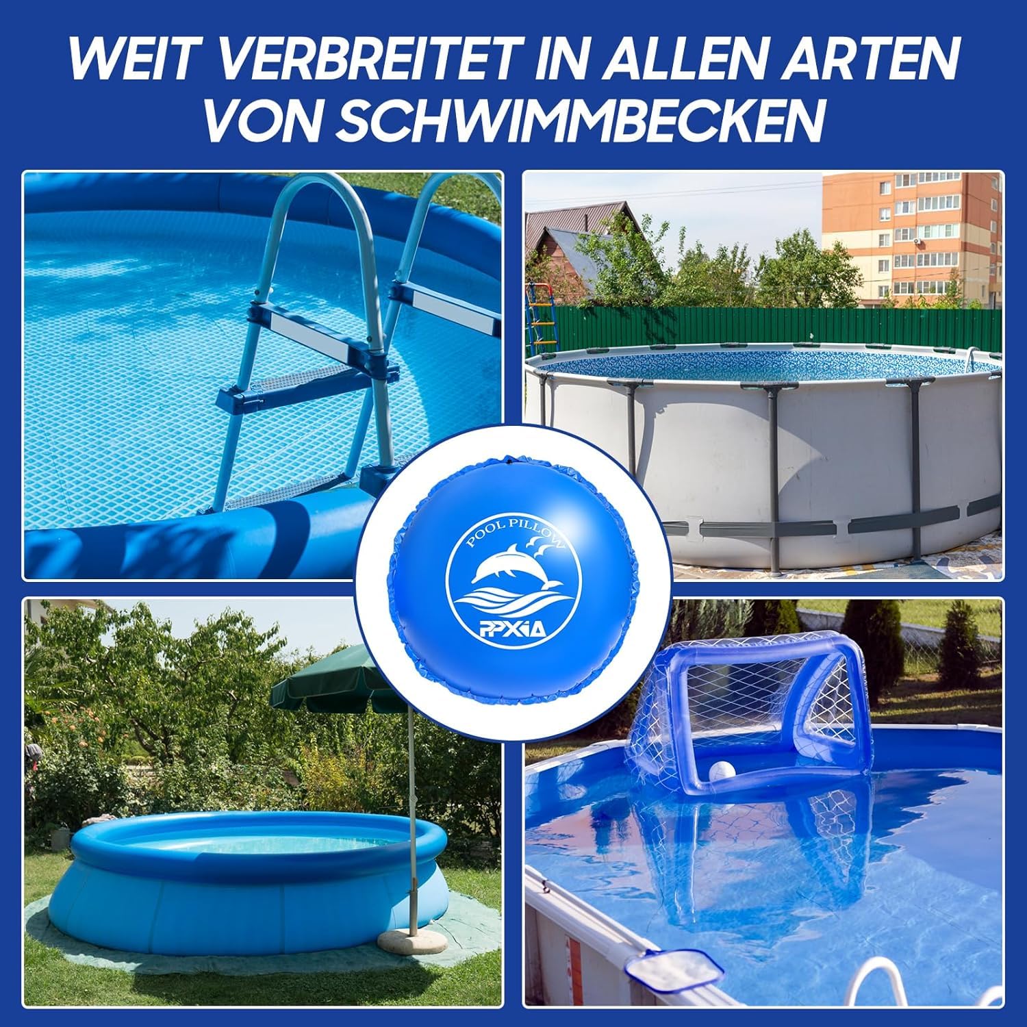 Poolkissen Winter Rund 4m Luftkissen Pool Kissen überwinterung XXL Pool Winterkissen mit Doppelnaht bis -25°C, Doppelt Abgedichtetes Ventil, 0.4mm Dickes PVC für Poolabdeckung Winter