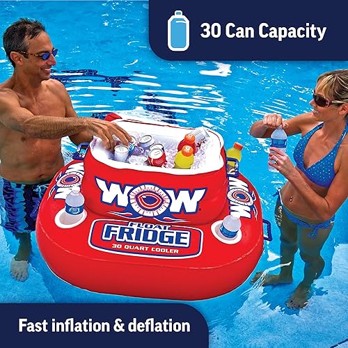 Miniatura 2 de WOW Sports - Refrigerador flotante inflable - Enfriador para piscinas, lagos y océanos - 4 portavasos y tapa con cremallera