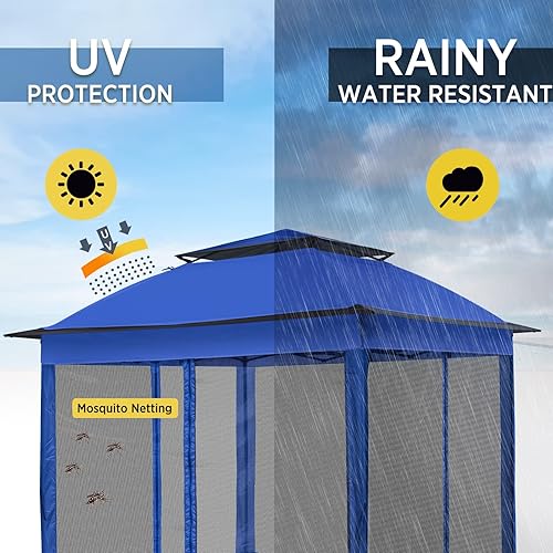 Miniatura 6 de Tienda de campaña para exteriores de 11 x 11 pulgadas con paredes de malla para patio, césped, patio trasero y terraza, color beige