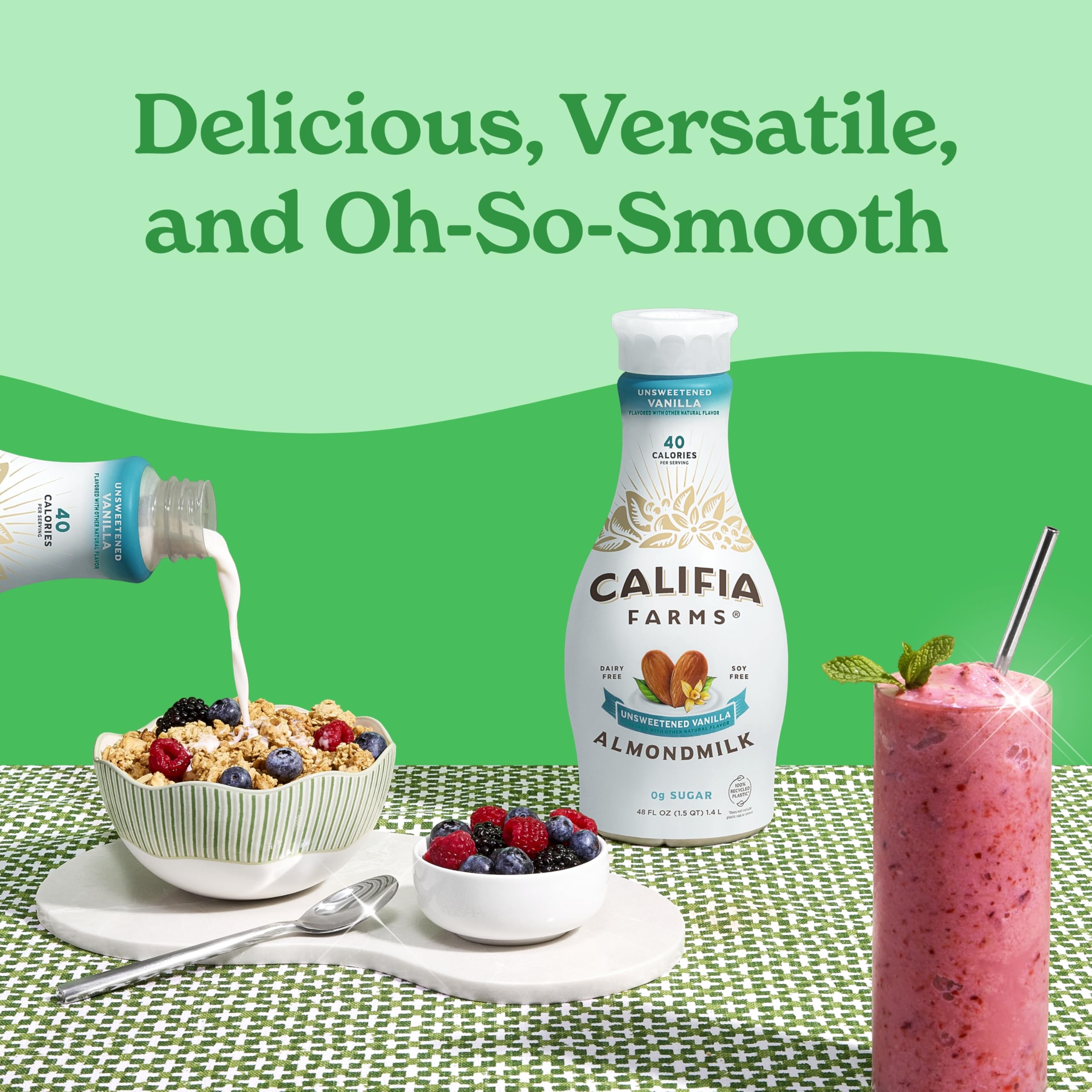 Califia Farms - Unsweetened Vanilla Almond Milk 48 Oz Dairy Free Vegan Plant Based Keto Gluten Free Non — view 5