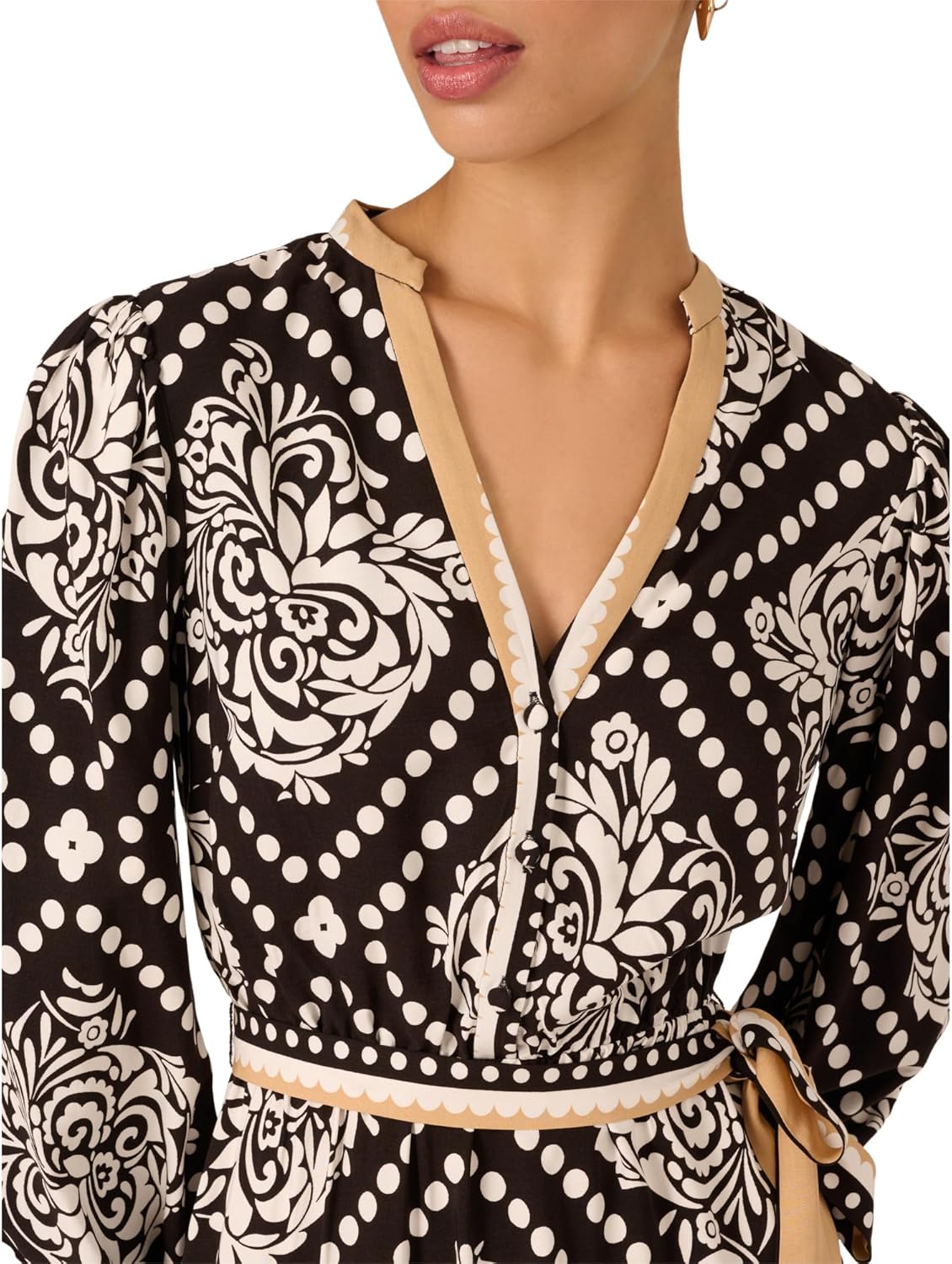 Adrianna Papell Printed Short Dress, Black/Ivory, 4 - Image 3