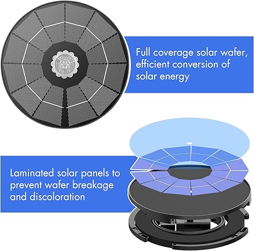 Miniatura 7 de AISITIN Bomba de Fuente Solar de 3.5W para Características de Agua Exterior Fuente de Baño Solar DIY para Pájaros con Múltiples Boquillas, Fuente