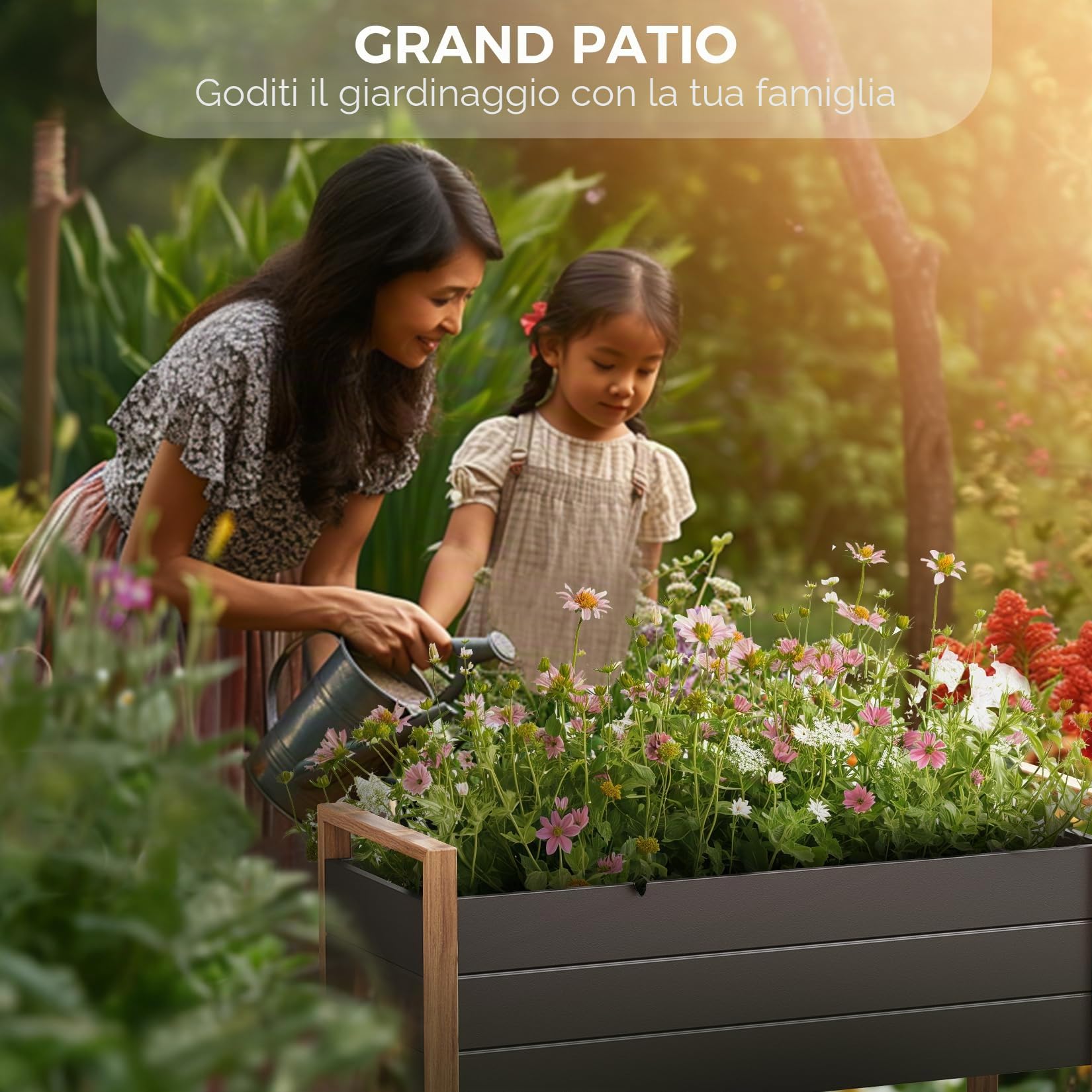 Fioriera rialzare in metallo per giardino, resistente alle intemperie, facile da montare, con fori di drenaggio per verdure, fiori, frutta (100 x 38 x 91'