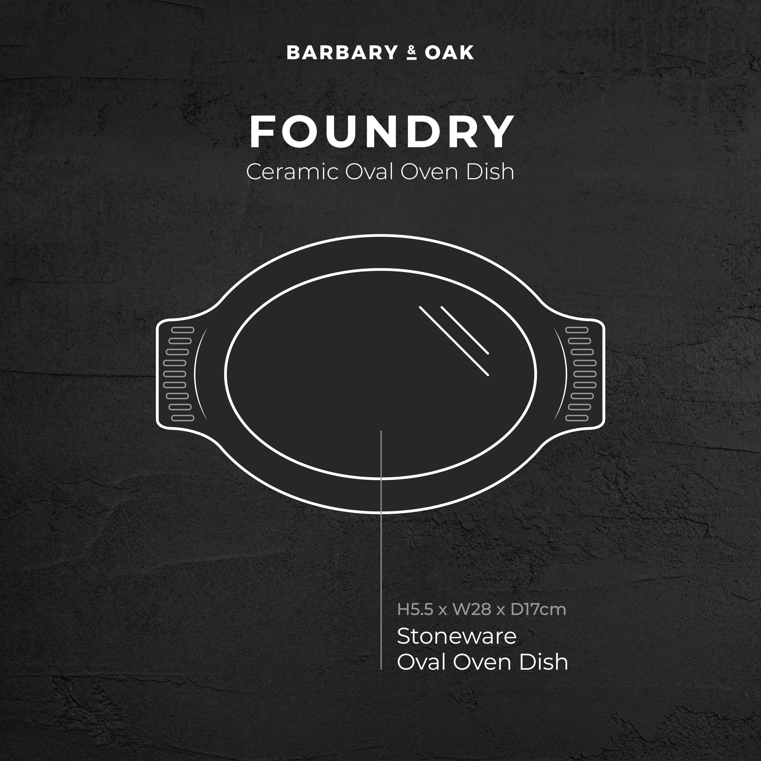 Barbary & Oak BO875002CRM - Fuente ovalada de cerámica con interior esmaltado, apta para lavavajillas, color crema Camembert