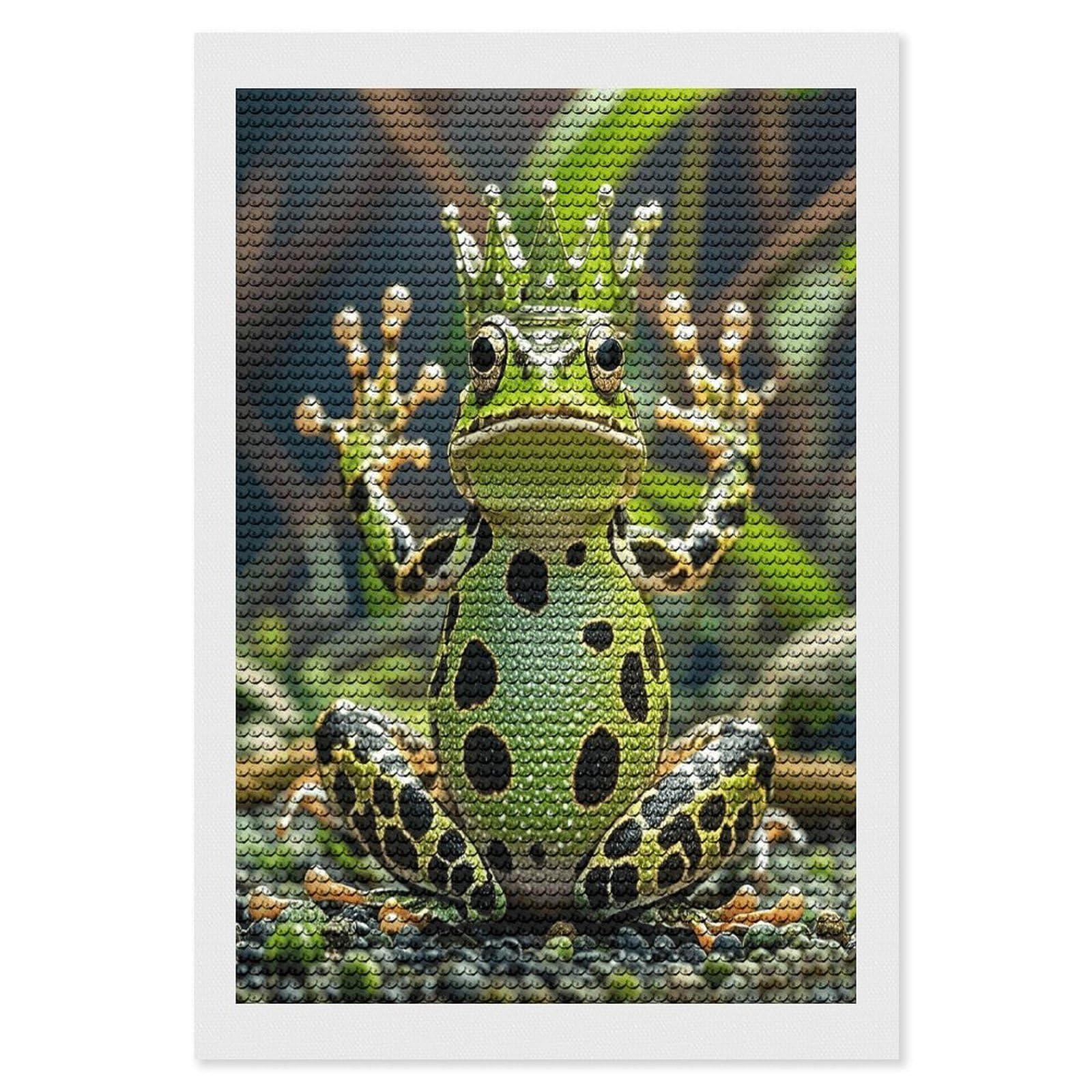 FekiLoot Crown Frog Diamond Painting Kits for Beginners DIY Diamond Art Kits for Adults Full Drill Round Diamond Dot Gem Art Painting Fun DIY Crafts for Home Kitchen Wall Decor Gift 8"x12"