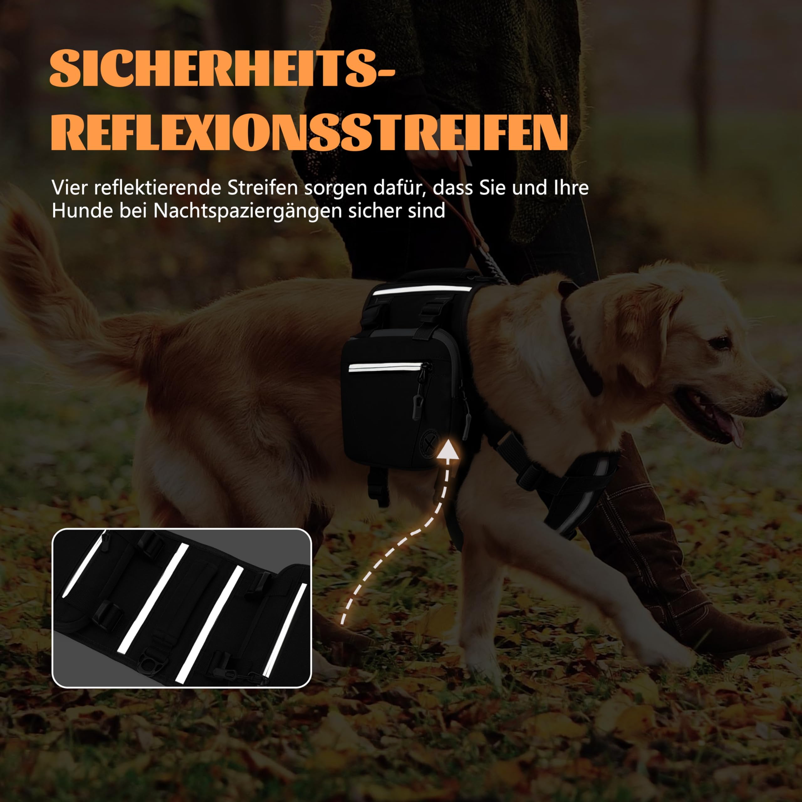 Mochila para perros de 20 a 45 kg, arnés táctico para perros, mochila Cesar Millan, para perros grandes, color negro