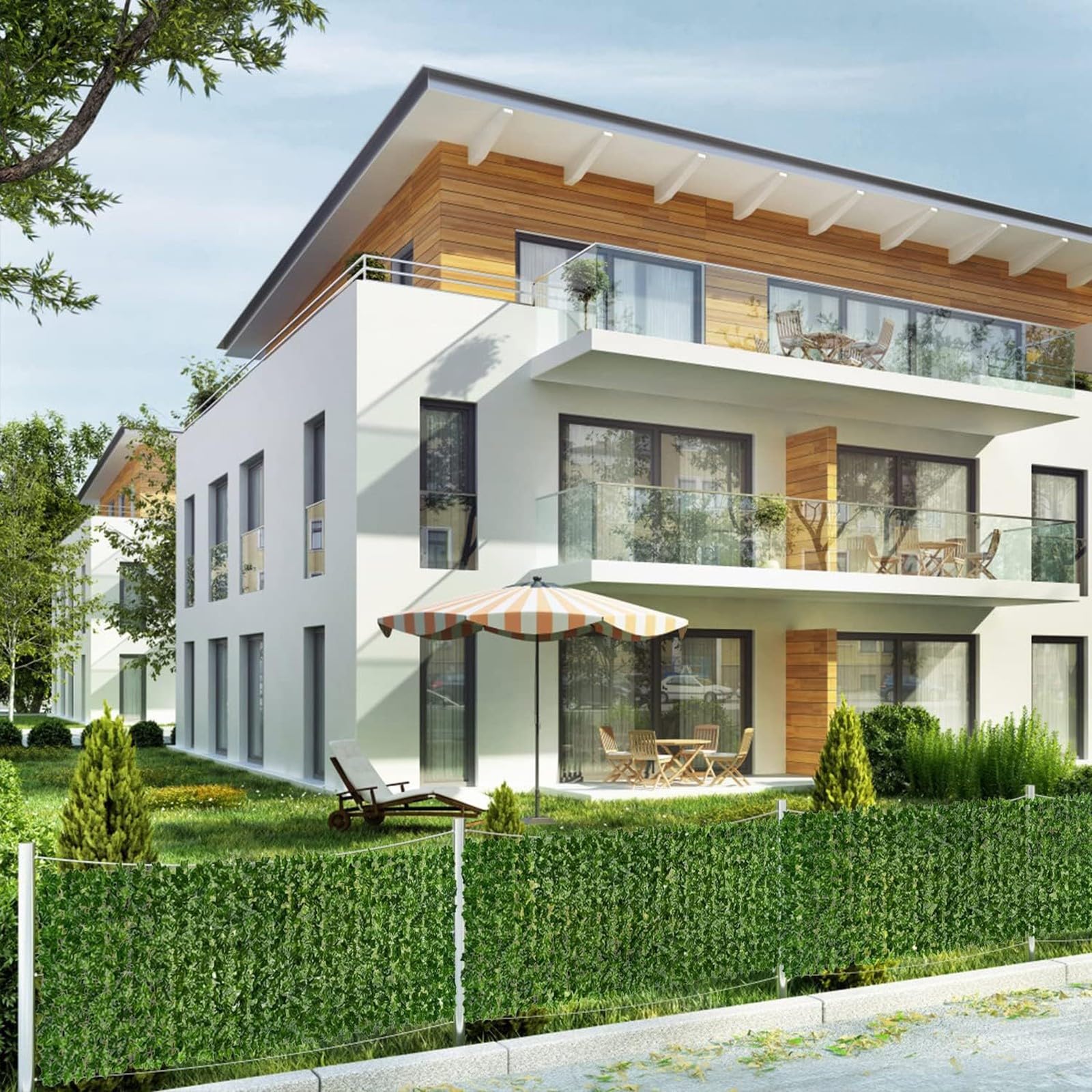 MAJHER Haie Artificielle Balcon 1m50 x 5m, Brise Vue Jardin Haie Artificielle en Rouleau, Haie Feuillage Artificiel, Clôture d'intimité, écran de Jardin pour Balcon Cour Arrière Patio(Color:02)