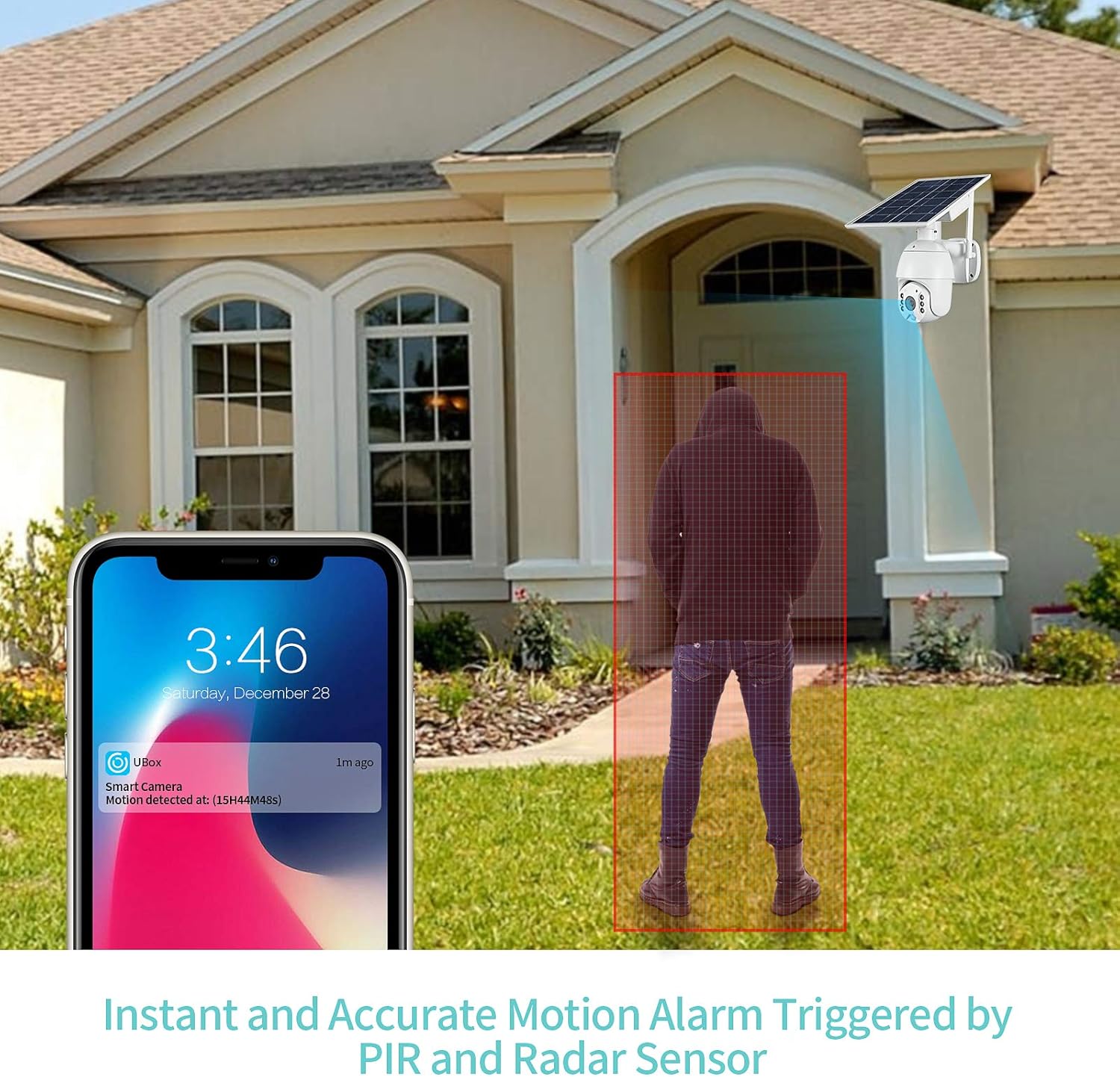 Chytrý telefon zobrazuje upozornění na detekci pohybu z kamery Loosafe