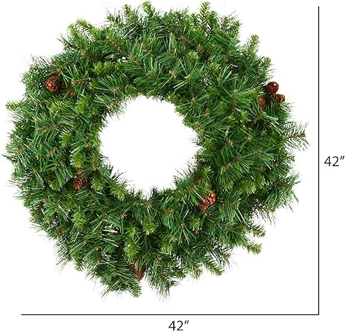 Vista 14 de Corona de pino Cheyenne de 24" Vickerman con 50 luces LED color blanco cálido, Sin iluminar, 36" Verde pino