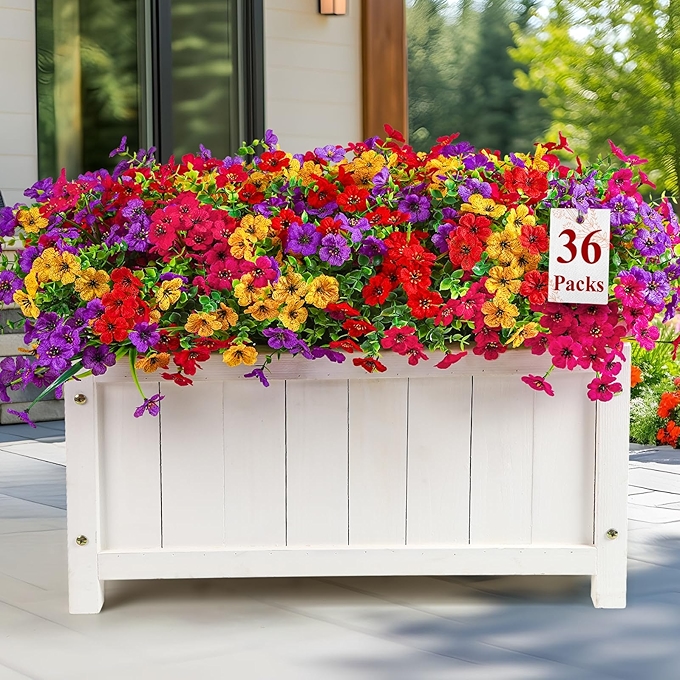 Alupssuc 防紫外线仿真花系列 - 彩色雏菊尤加利春季假植物装饰