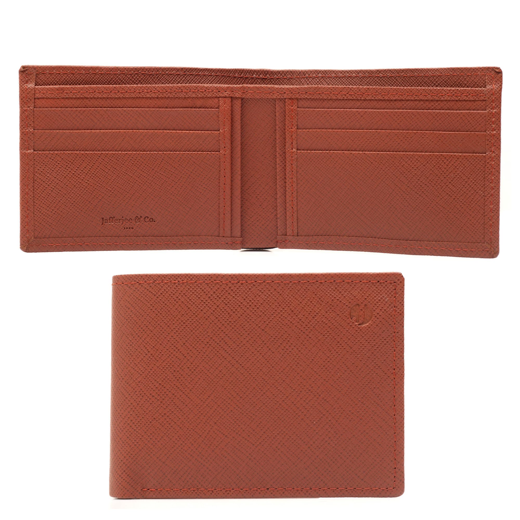 Jafferjee & Co. Men’s Genuine Leather Bifold Wallet – RFID Blocking, Slim Minimalist Front Pocket Wallet – Cardiff Rust