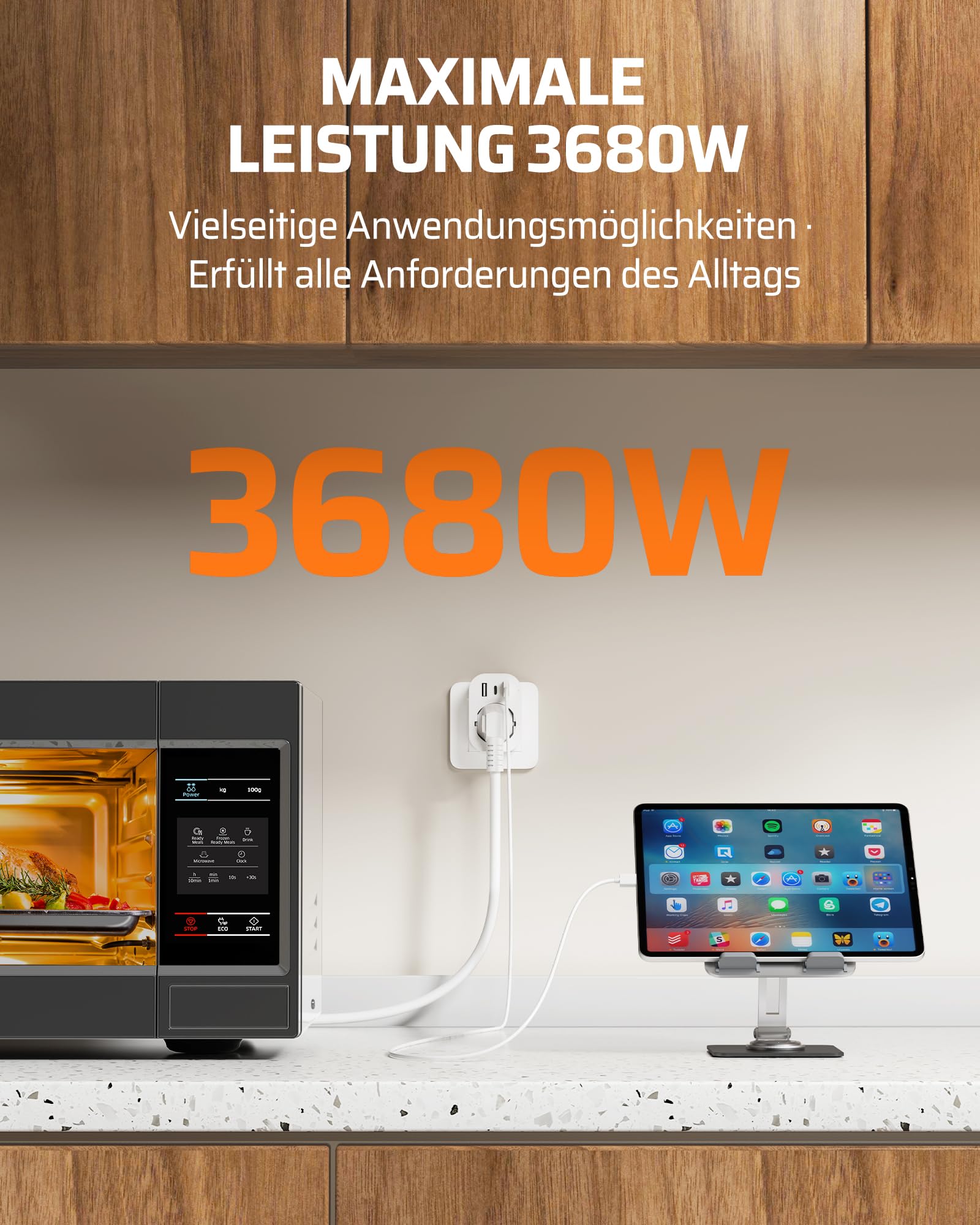 DEWENWILS Presa wireless 4 in 1 con telecomando e USB-A+C, 3680 W | Plug & Play, senza cablaggio, portata 30 m, ciabatta preprogrammata espandibile, bianco