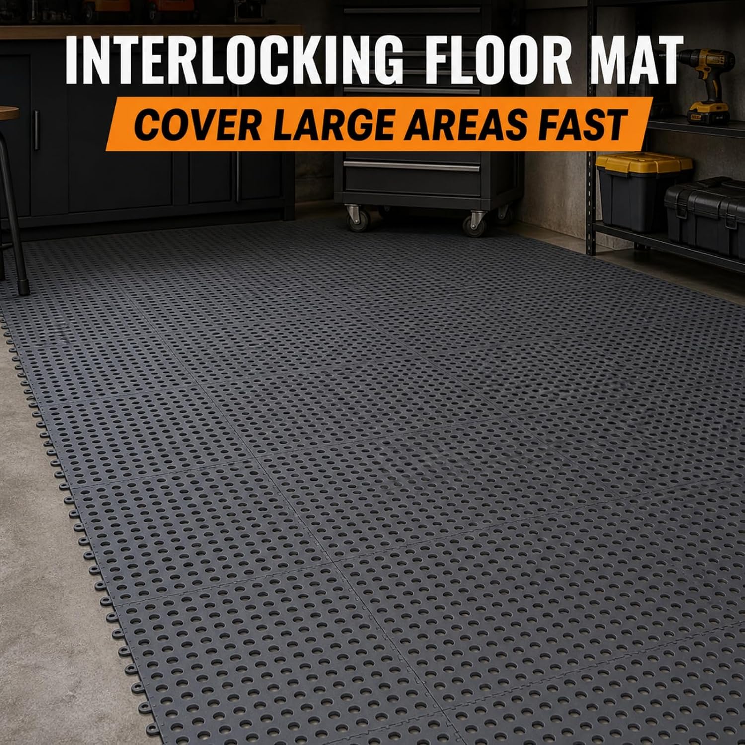 APACALI 35 Pcs Interlocking Anti-Slip Mats, TPE, 30 x 30 cm, Dark Gray
