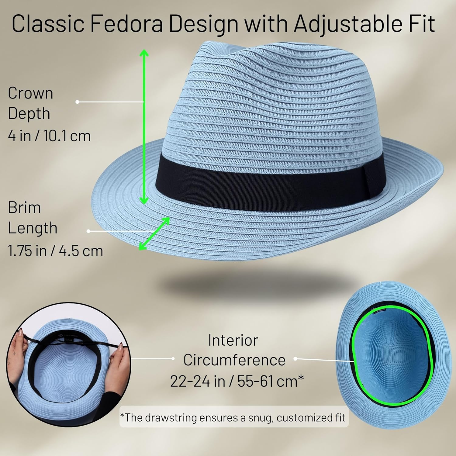 Funky Junque Straw Fedora Hat Beach Summer Short Brim Packable Sun Trilby Unisex UPF 50+ - Image 7