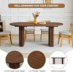 70.8 Table à manger ovale de pouce pour 4-6 personnes, Table de cuisine avec base en bois, Tables de salle à manger ronde de ferme moderne pour la cuisine Salon (Walnut)