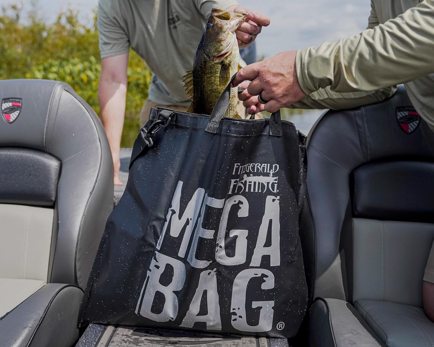 Fitzgerald Fishing Tournament Weigh in Fish Bag - Heavy Duty Fish Bags That Transport Fish Safely, are Leak and Rip Resistant, Include Zipper Closure - Mega Bag Logo