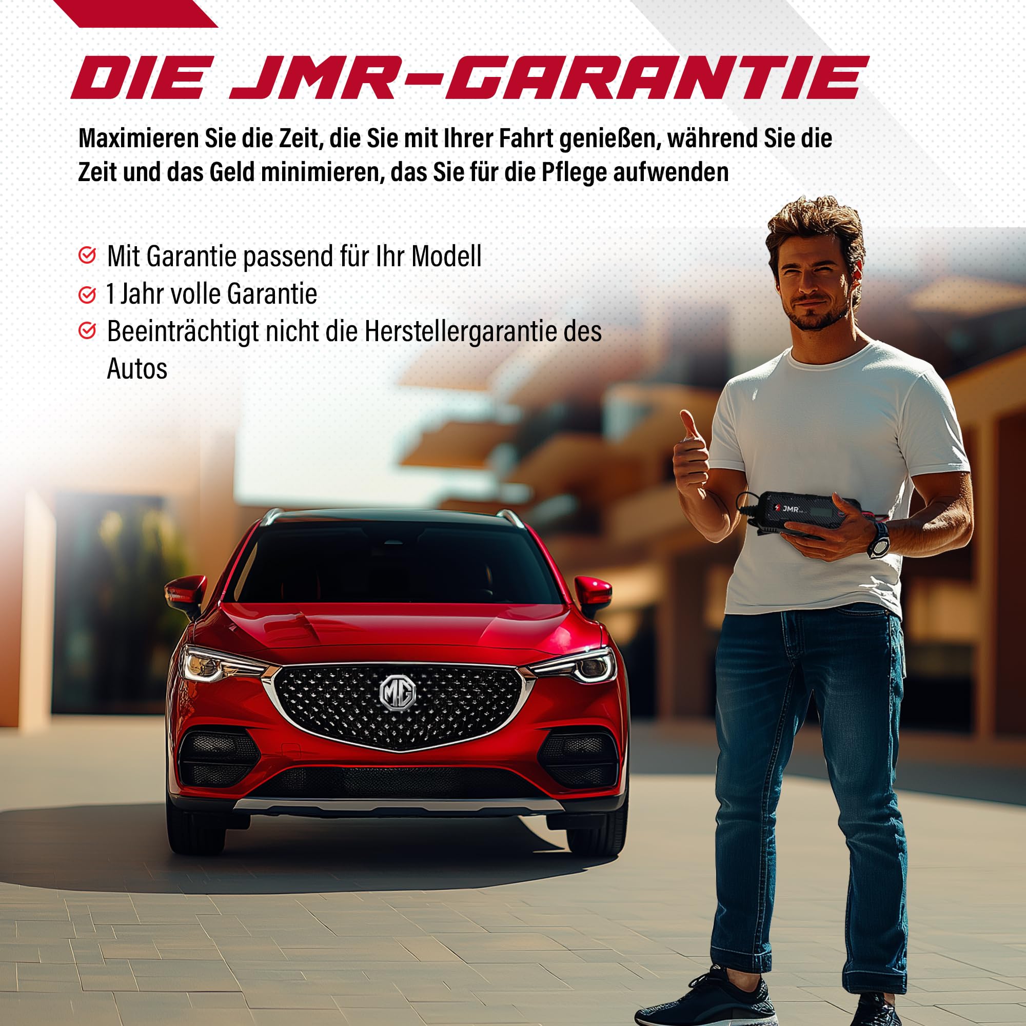 JMR Batterieladegerät für MG ZS HS MG3 MG5 MG6 MG7 MG9 D7 Comet MG4 Hector One RX5 RX9 S9 VS Whale Gloster Alle Modelle Autobatterie Ladegerät Erhaltungsladegerät Akkuladegerät (Kein Lithium-Modus)